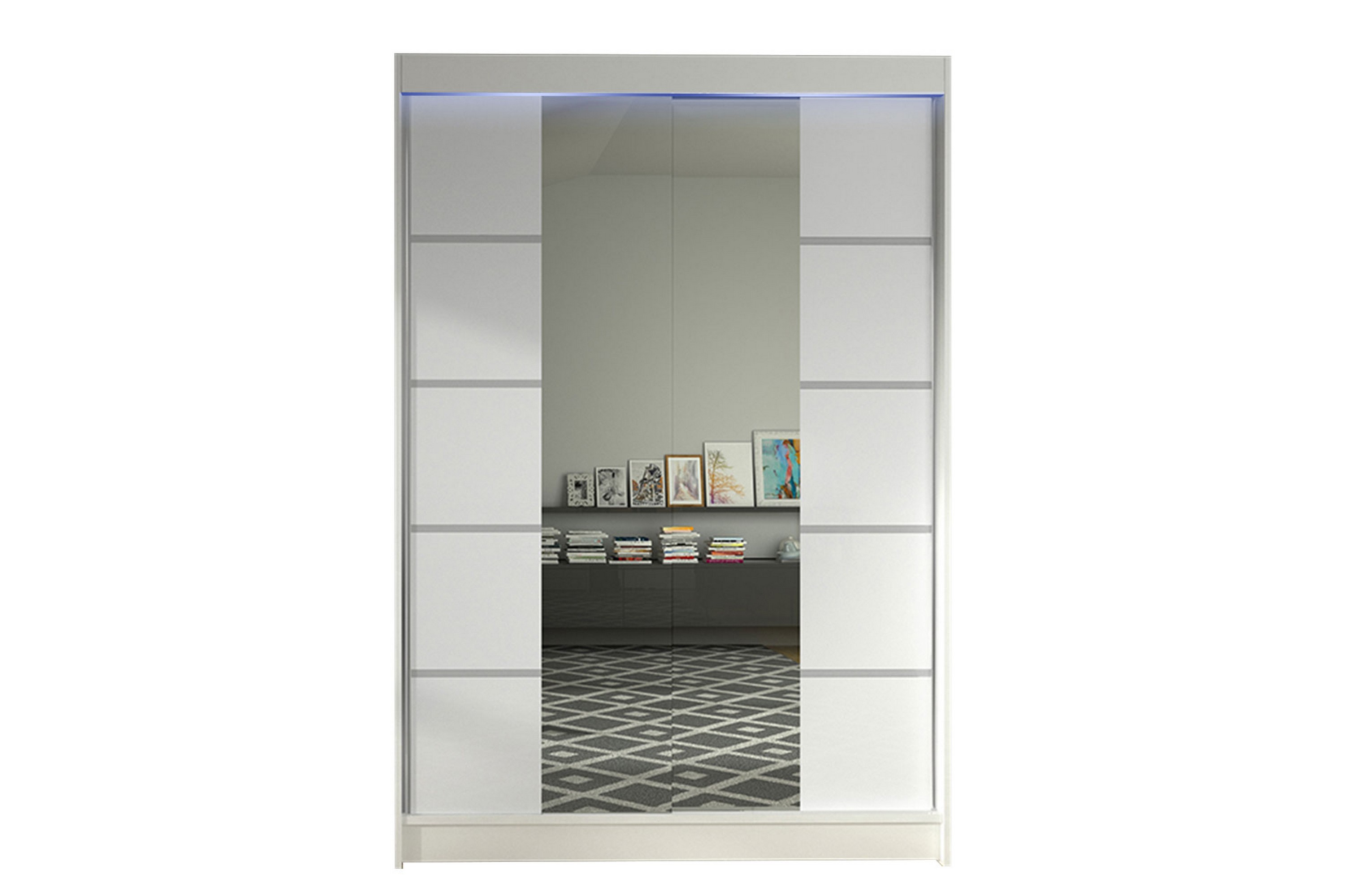 garderob med spegel ottery 120x200 cm - vit