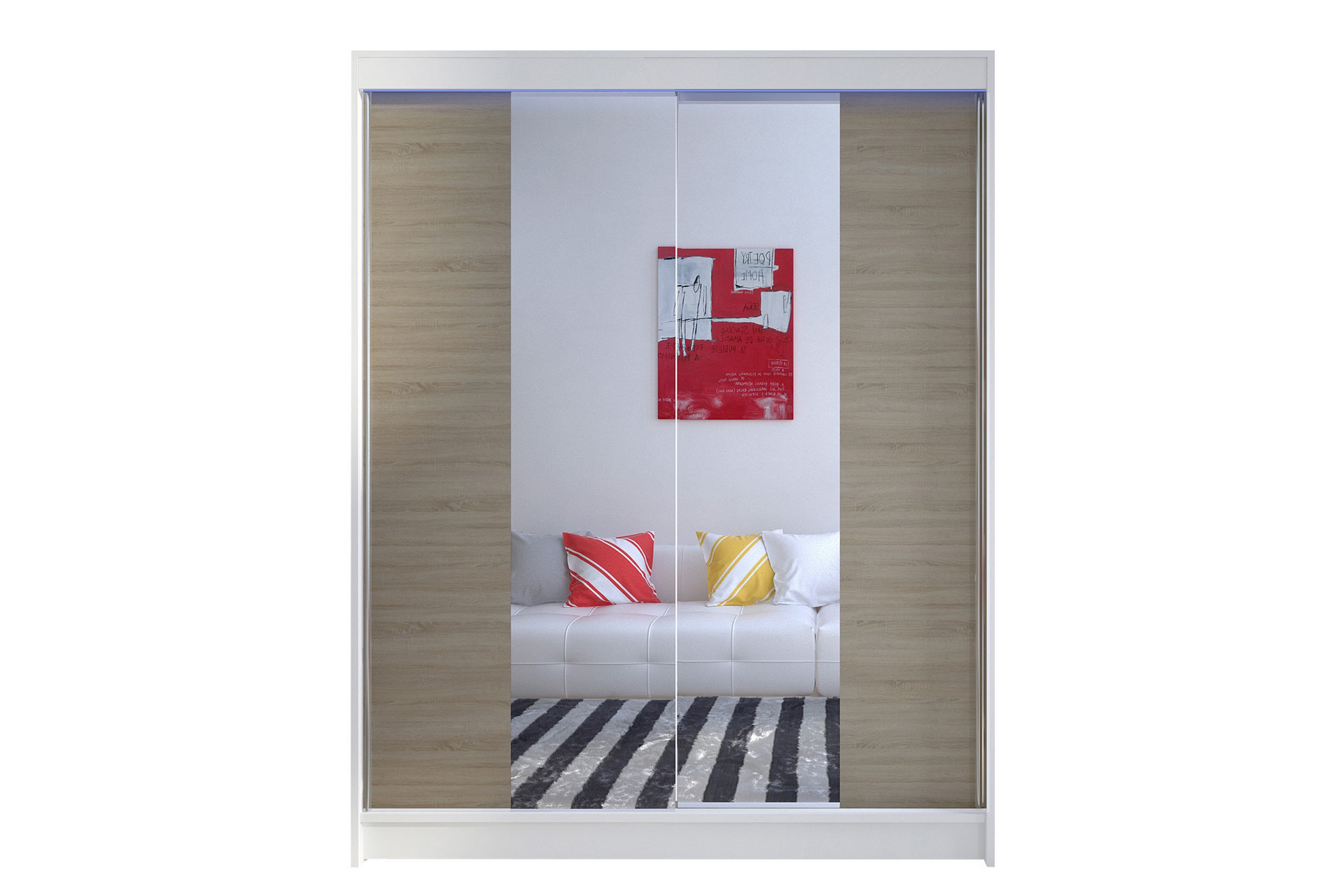 Garderob med Spegel Richmond 150x200 cm Brun/Vit