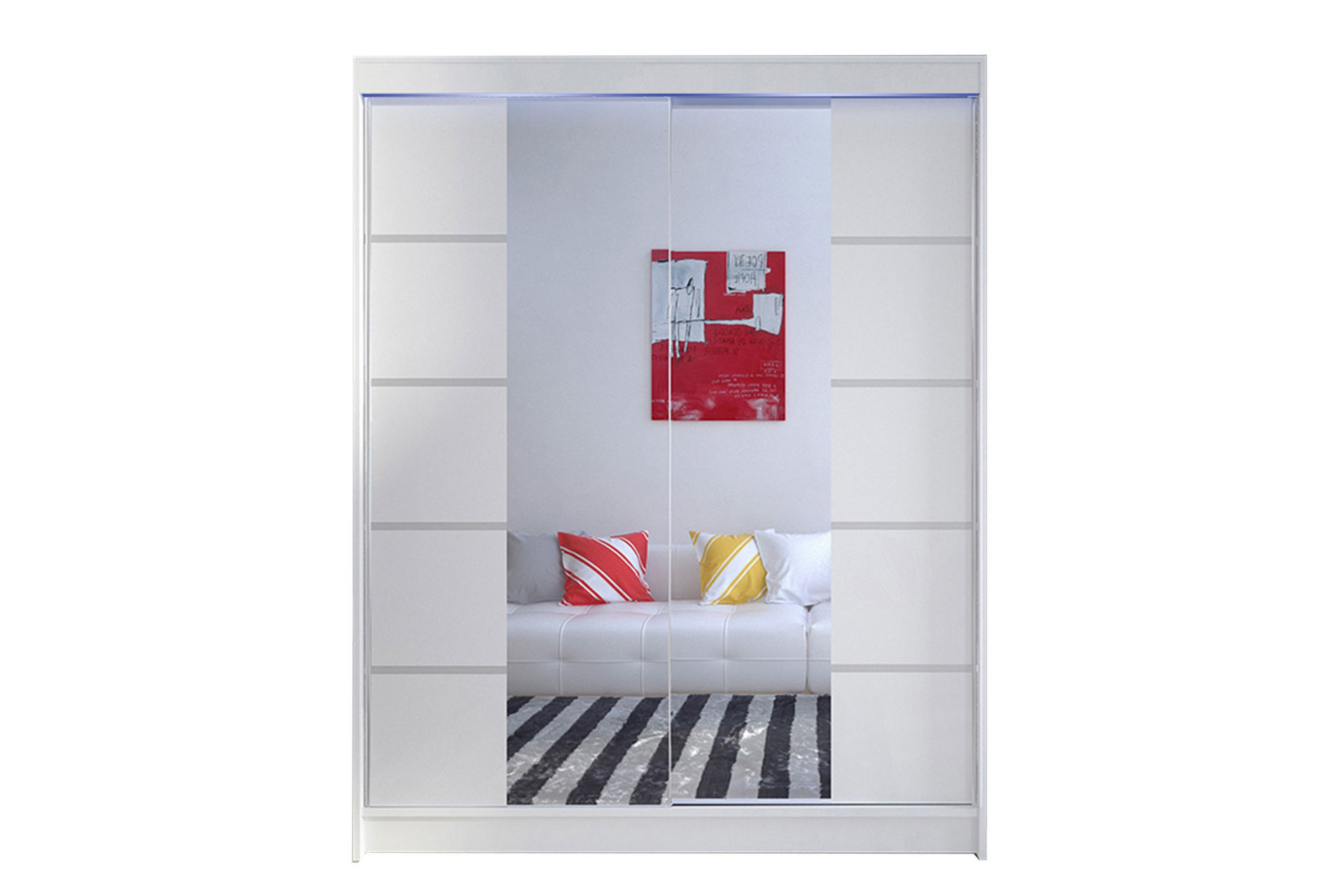 Garderob med Spegel Richmond 150x200 cm Vit