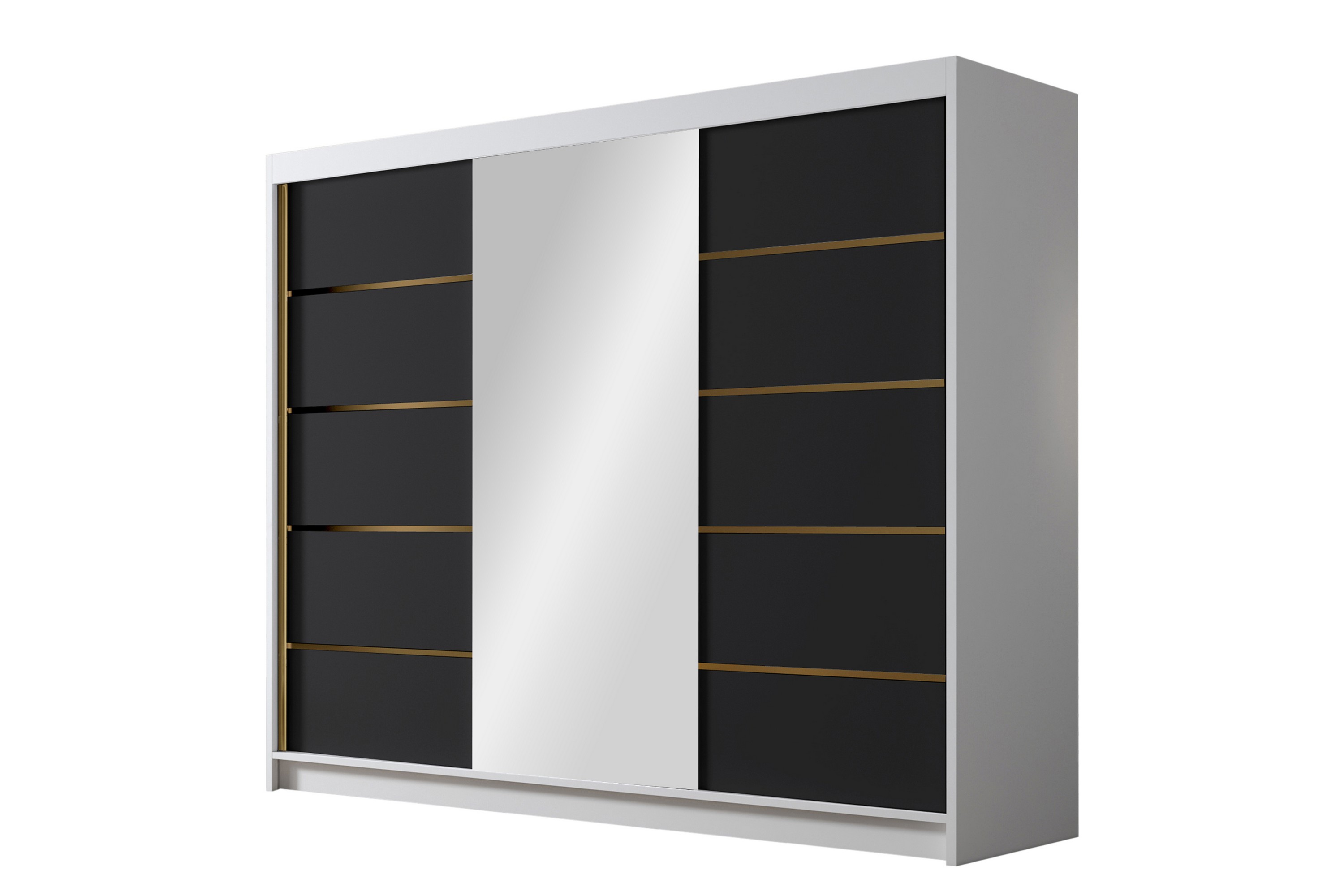 Garderob med Spegel Samisia 250x215 cm Svart/Vit