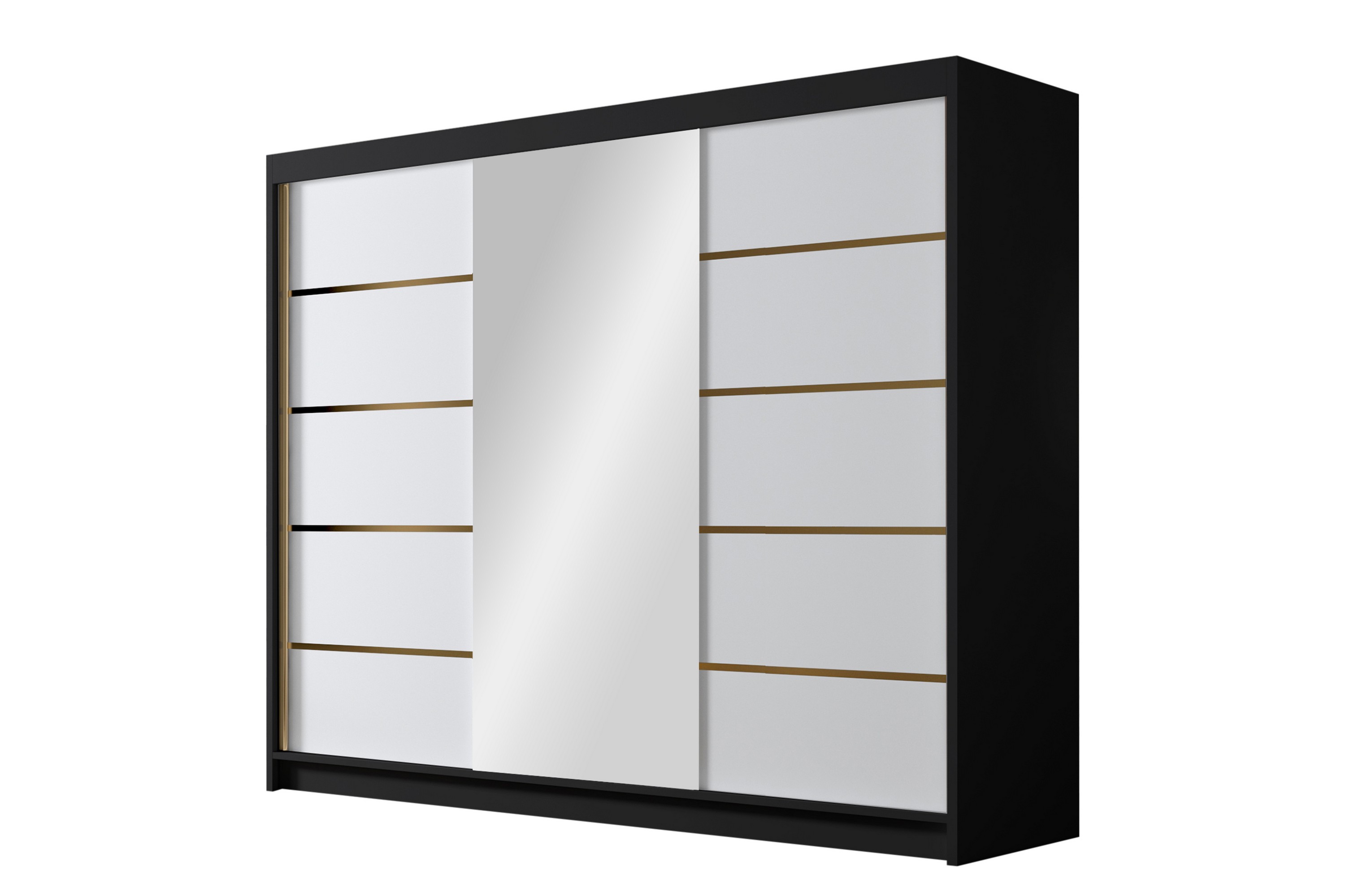 Garderob med Spegel Samisia 250x215 cm Vit/Svart