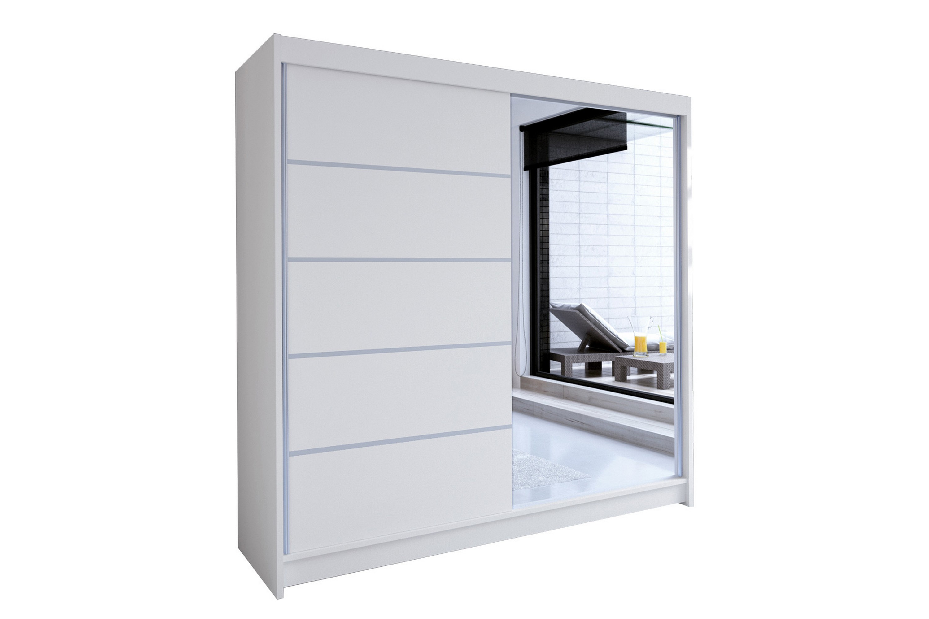 Garderob med Spegel Wallinford 180x215 cm Vit