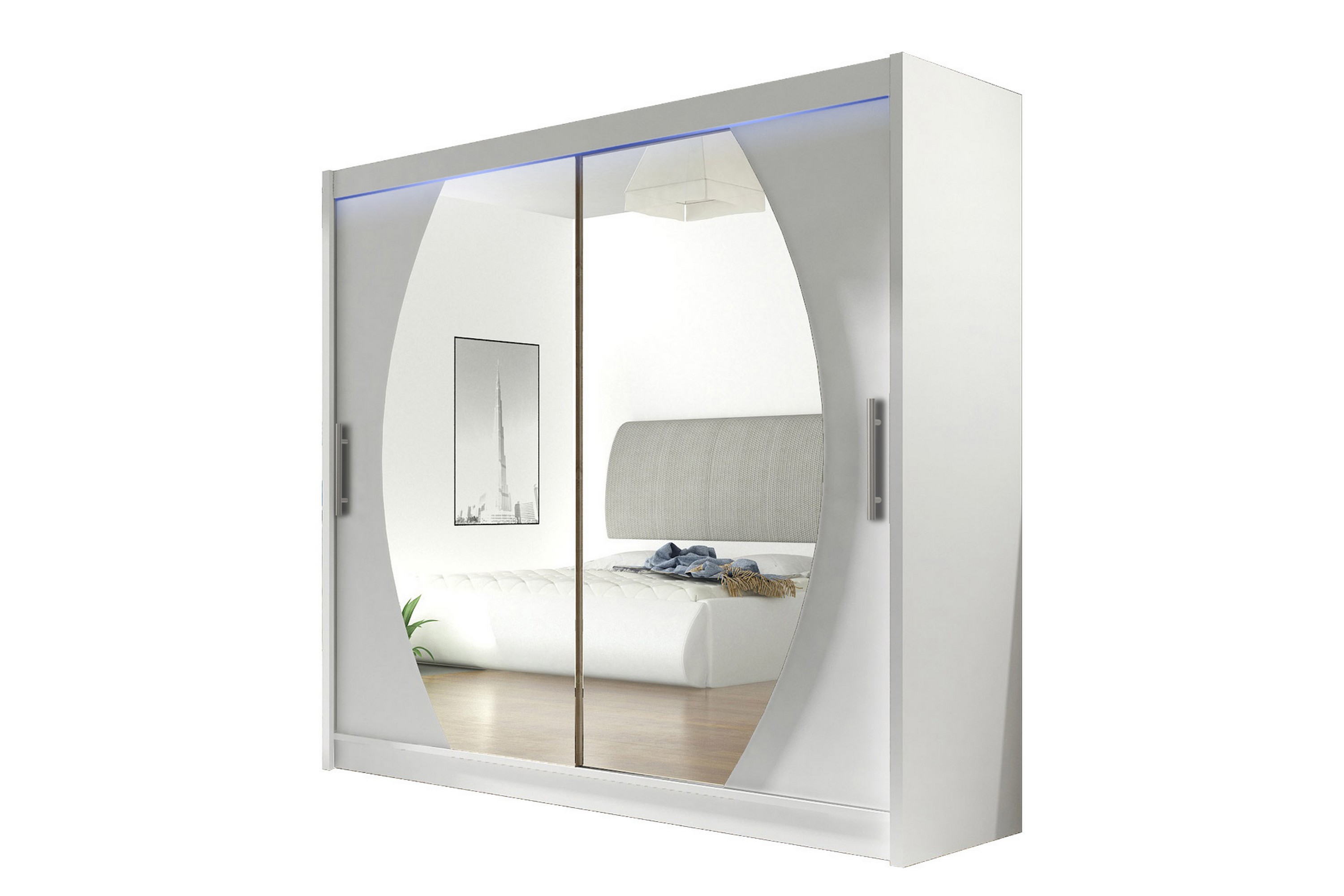 Garderob med Spegel Prag 180x215 cm Vit