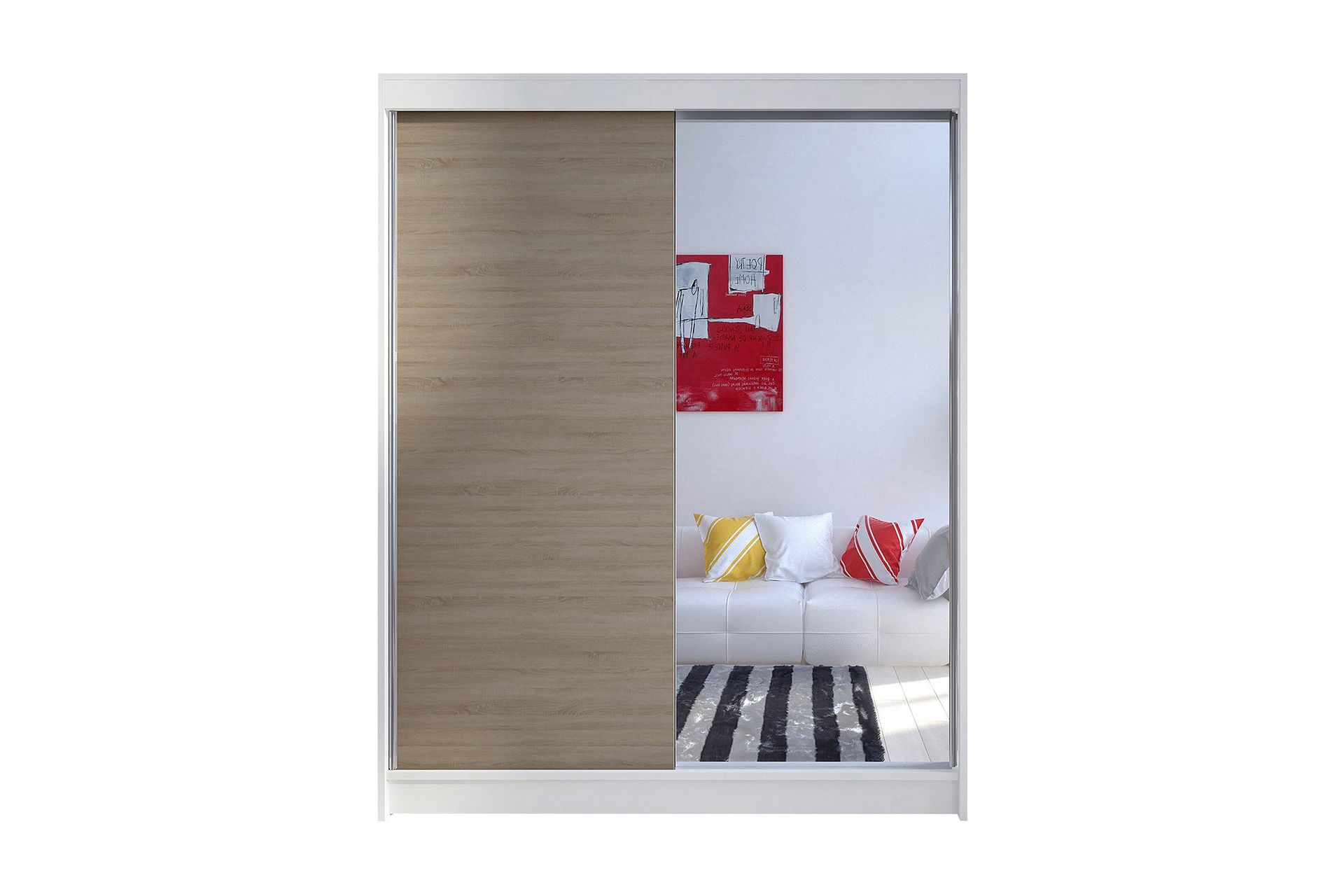 Camino Garderob 150x58x200 cm LED-belysning - Beige/Vit