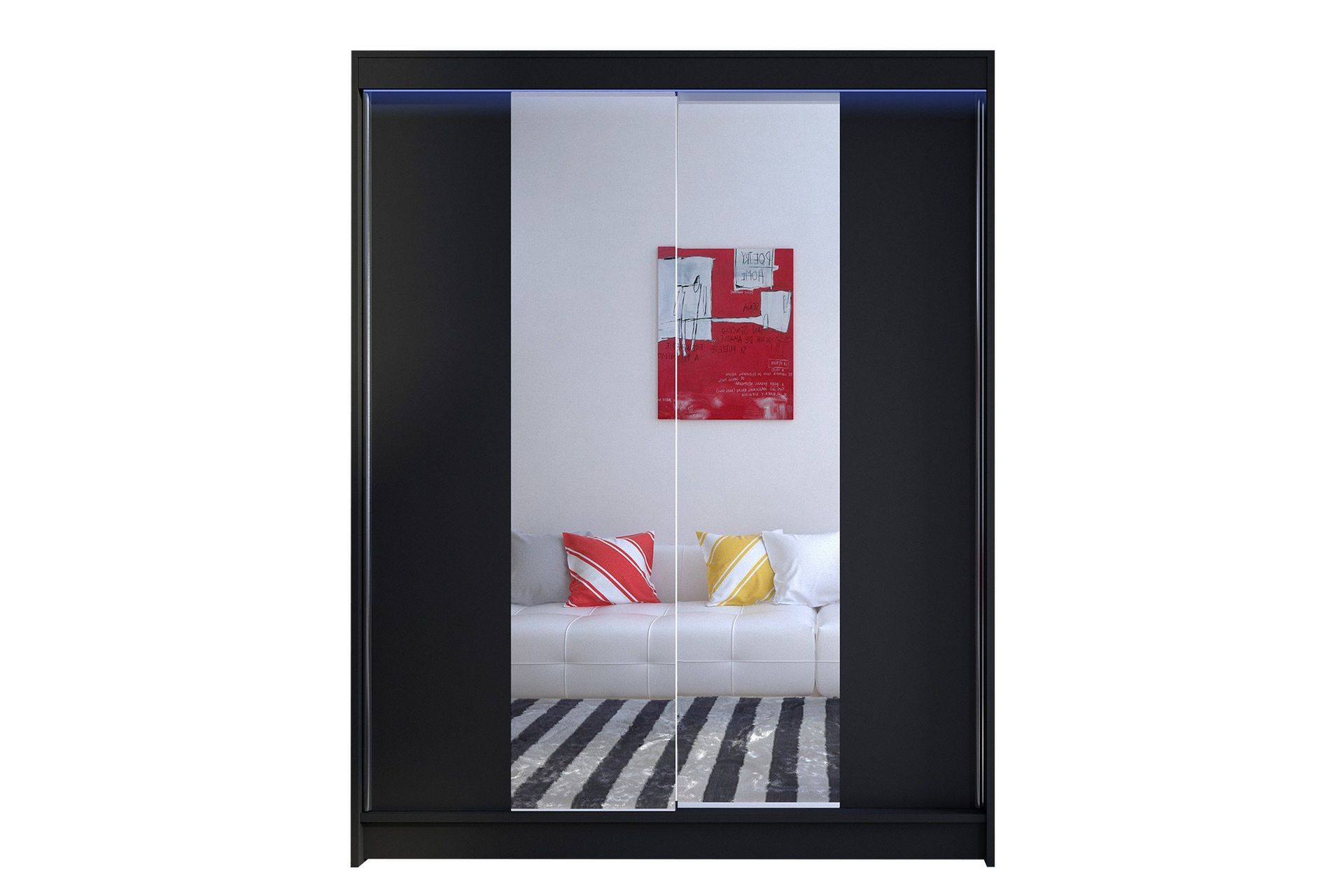 Camino Garderob 150x58x200 cm LED-belysning - Svart