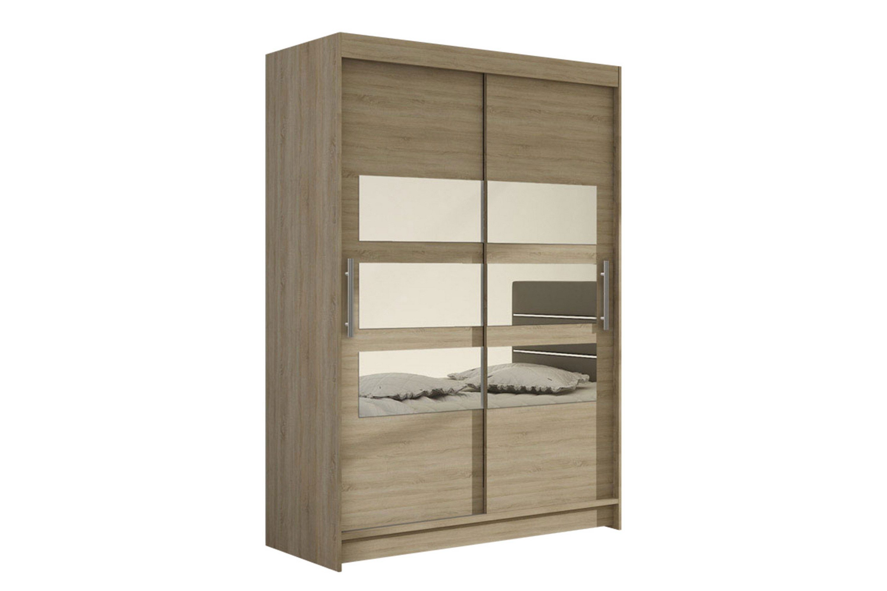 estella garderob skjutdörrar delad spegel - ek