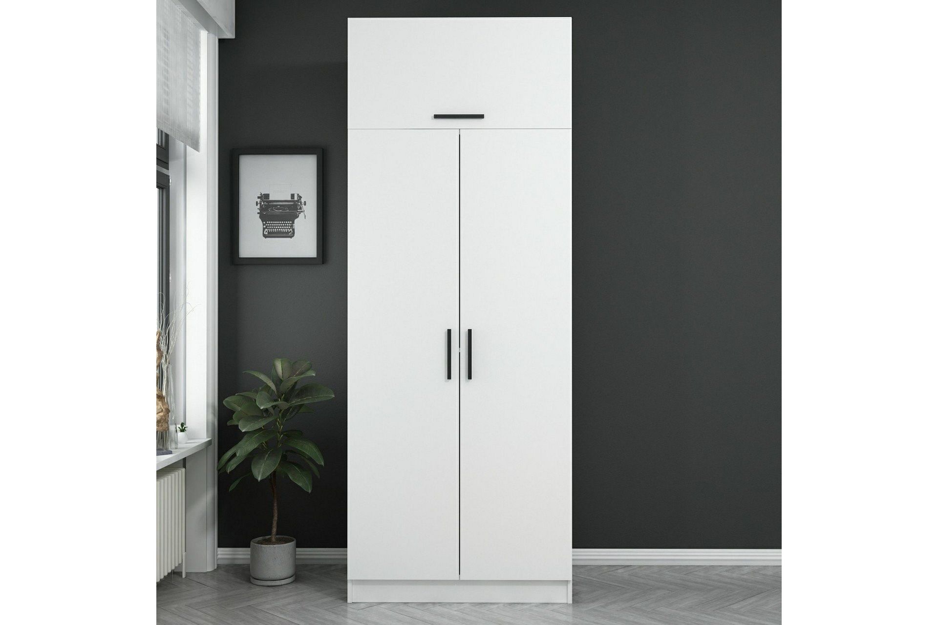 Fruitland Garderob 90 cm i Tr&auml; - Vit
