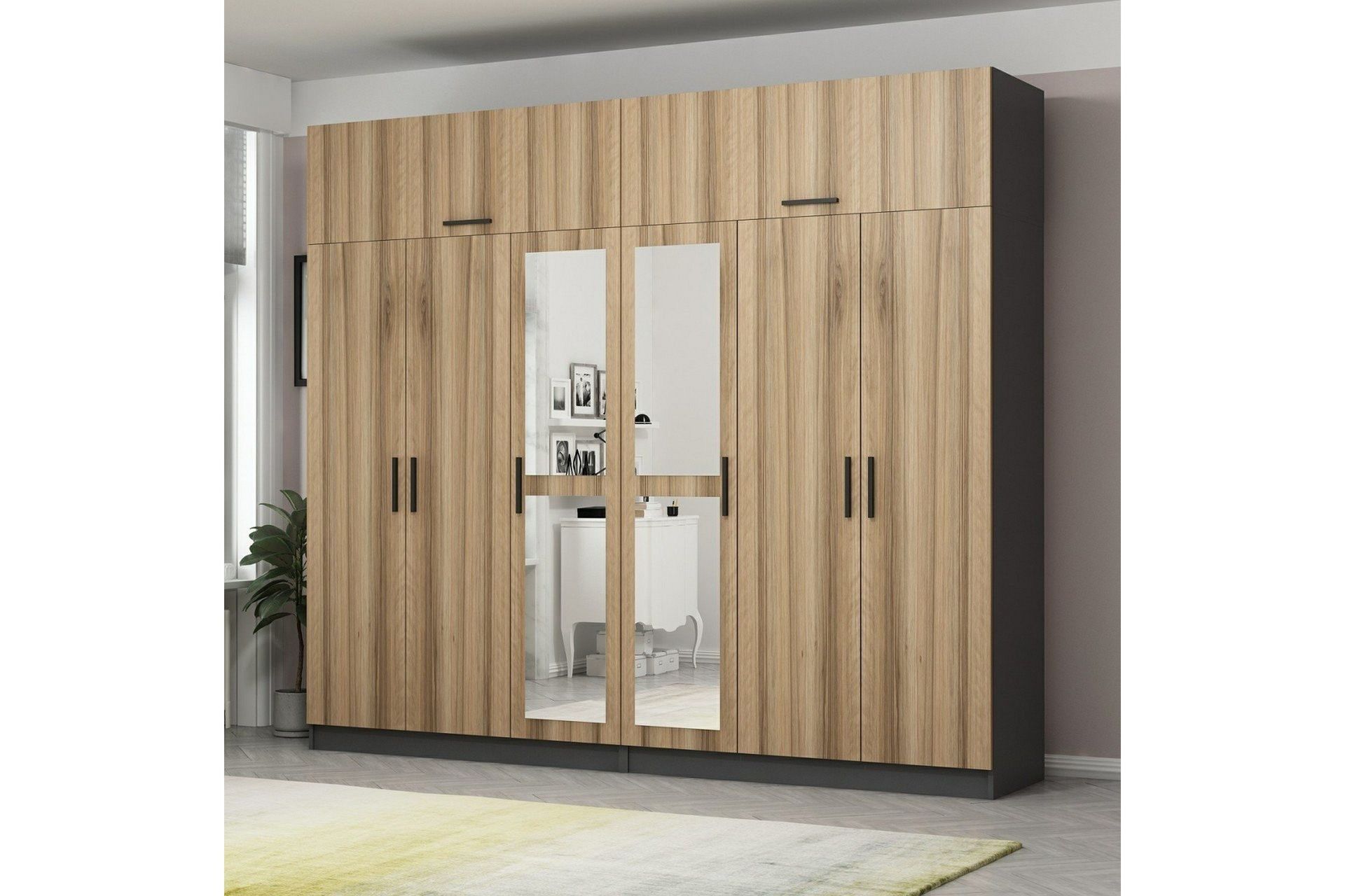 fruitland garderob med spegel - brun/grå