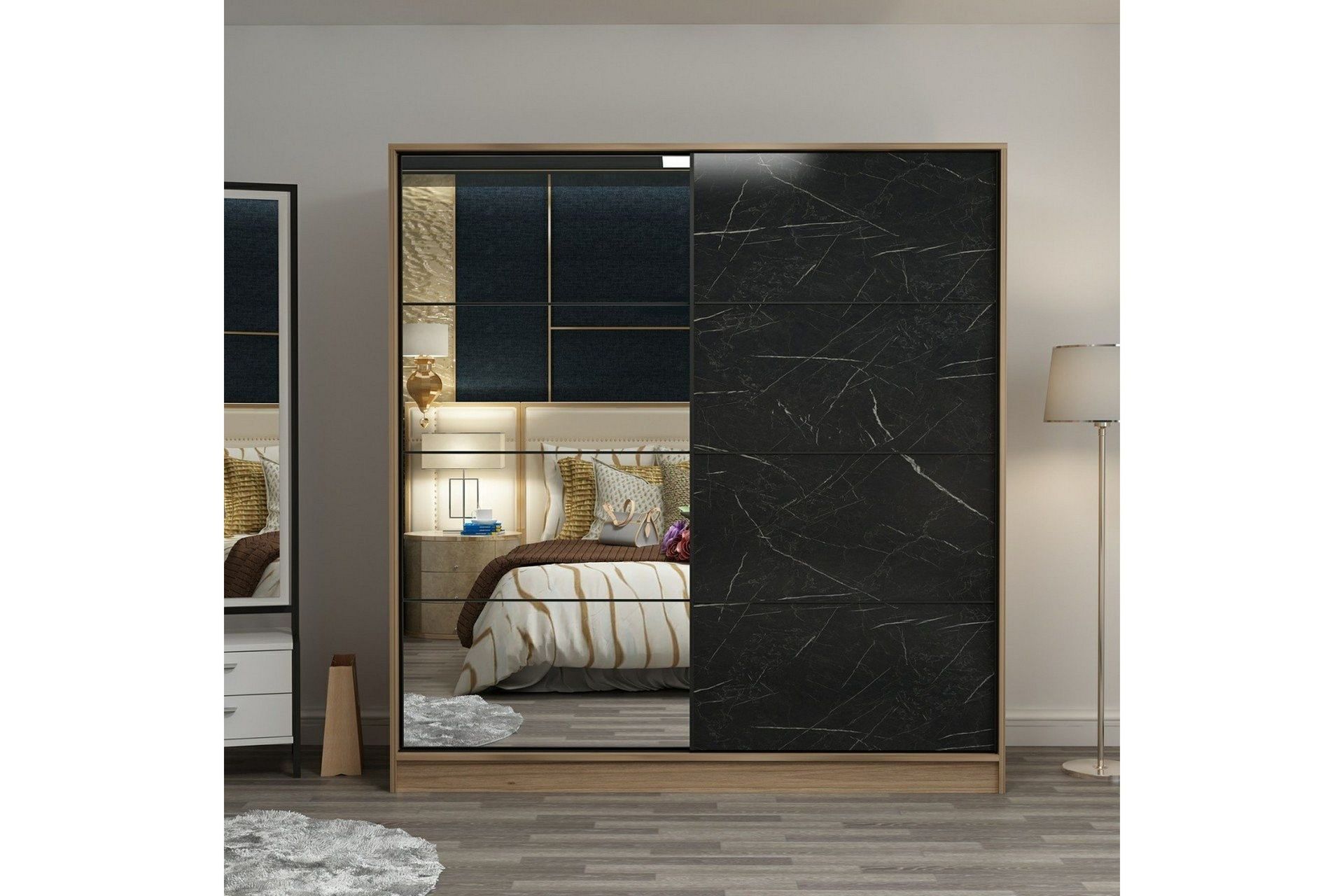 Fruitland Garderob med Spegel - Svart