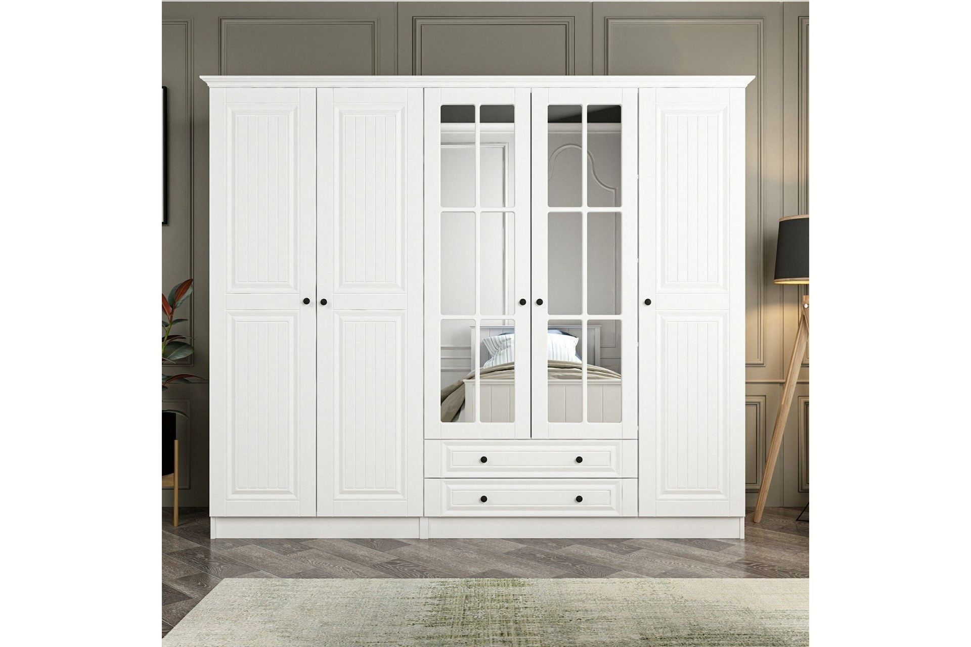 fruitland garderob med spegel - vit