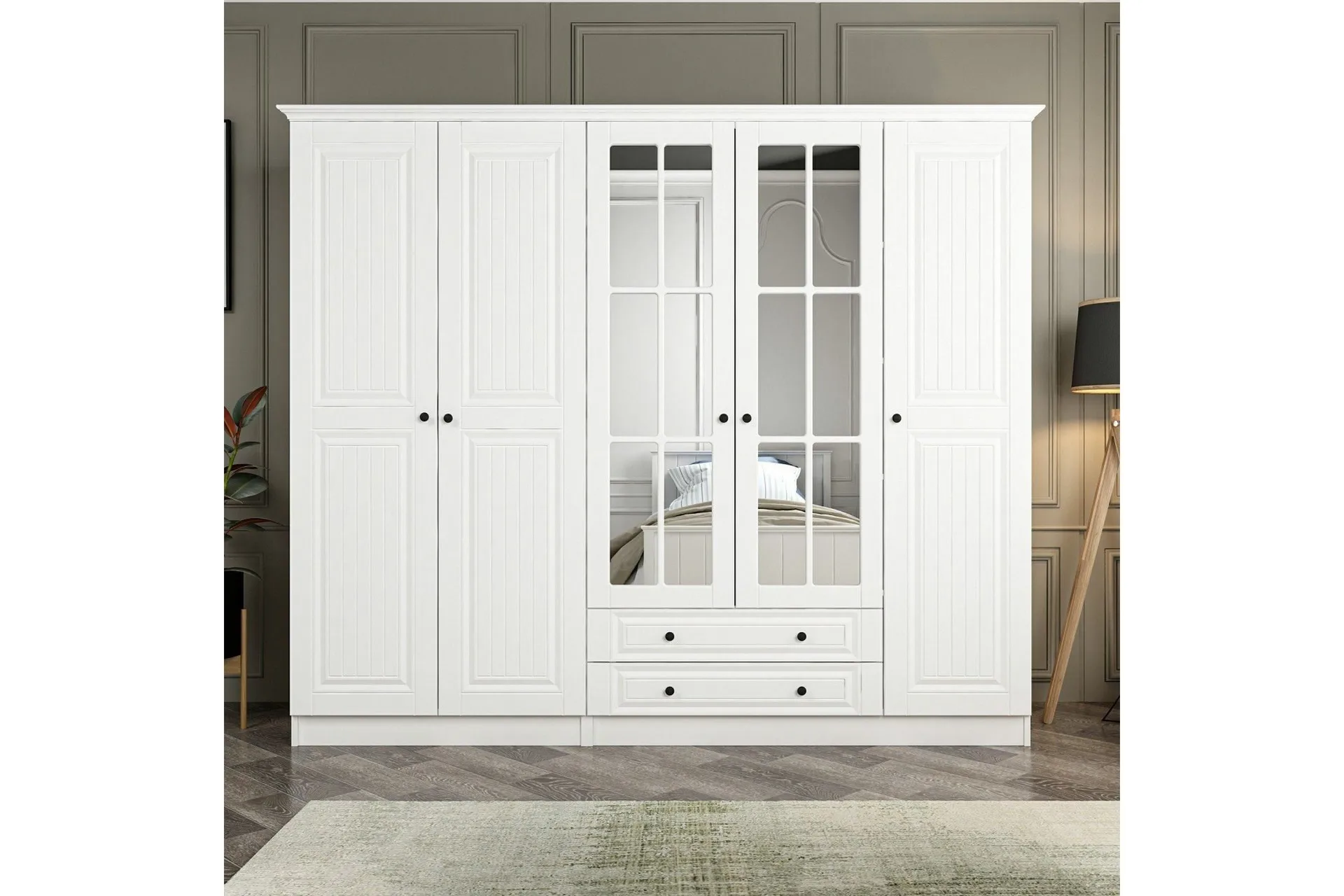 Fruitland Garderob med Spegel - Vit