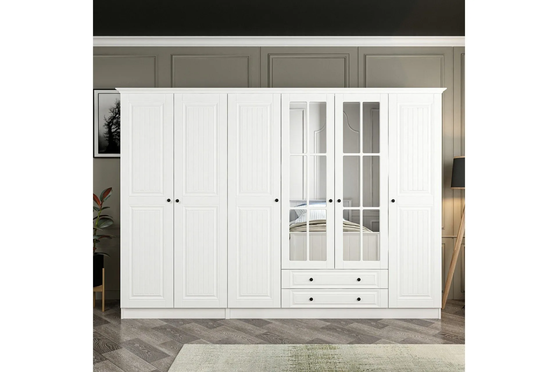 Fruitland Garderob med Spegel - Vit