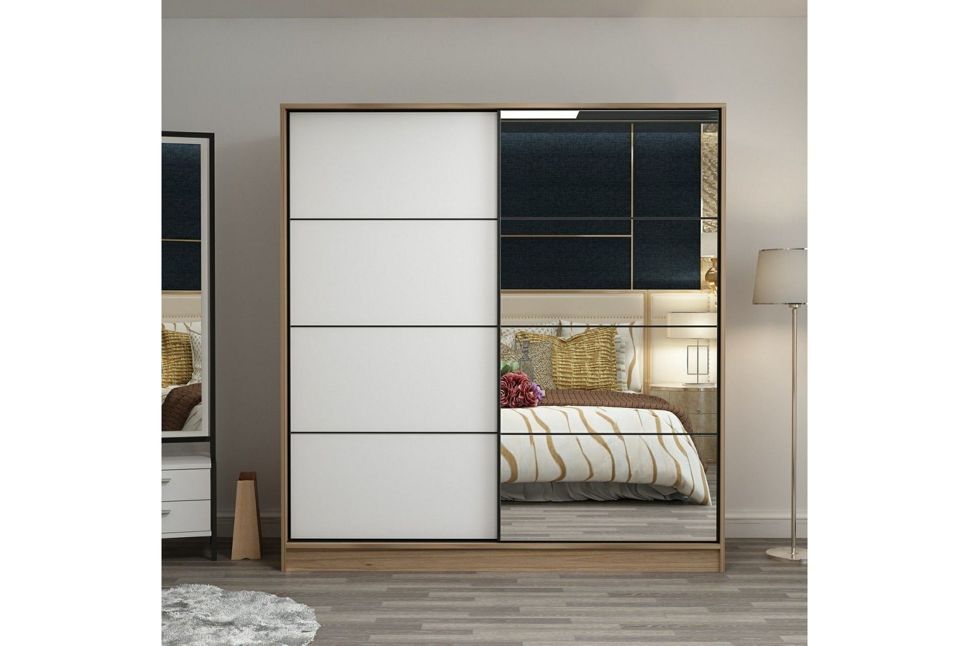 fruitland garderob med spegel - vit/brun