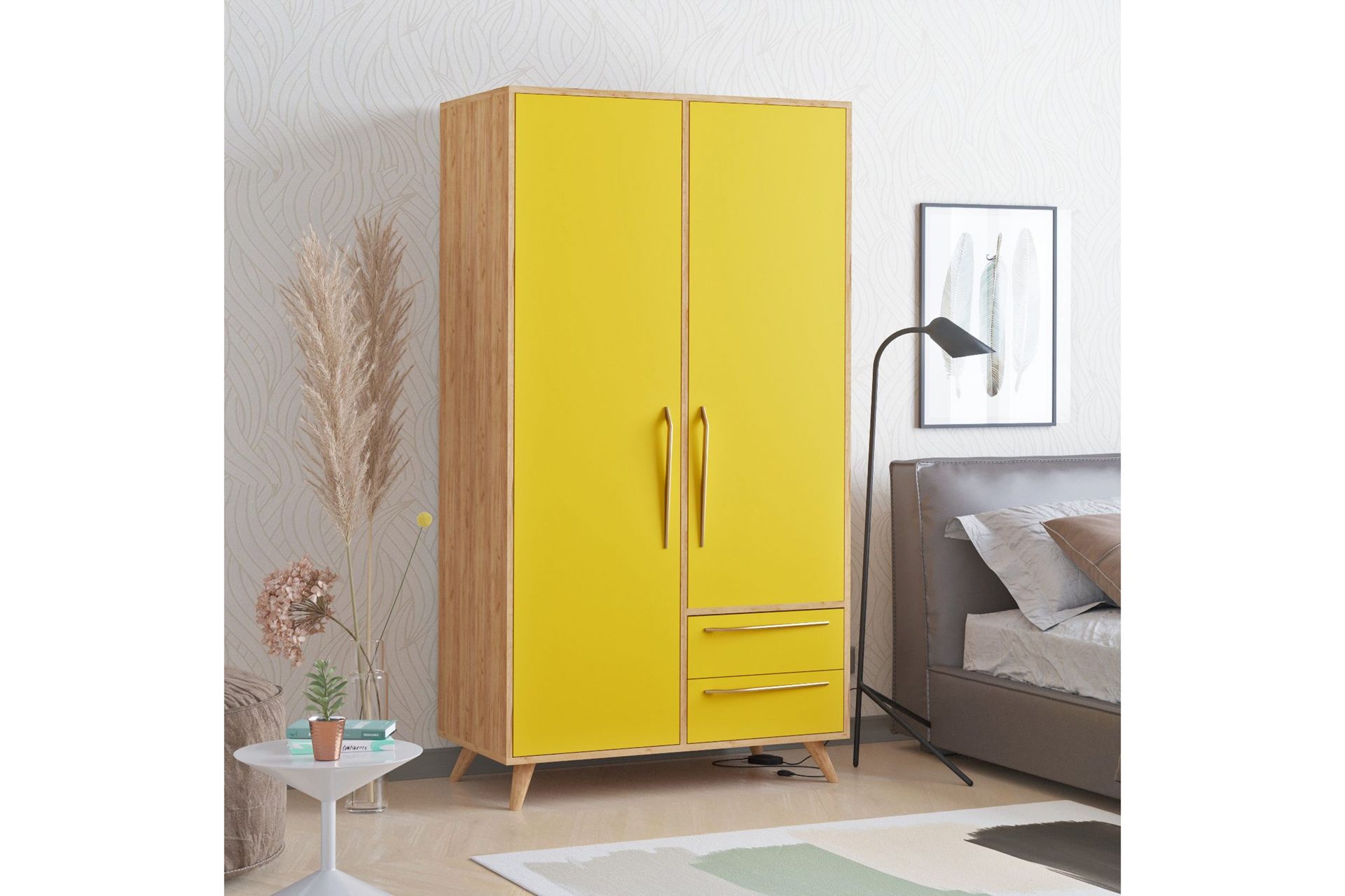 Garderob 52x100 cm - Guld/Natur/Gul