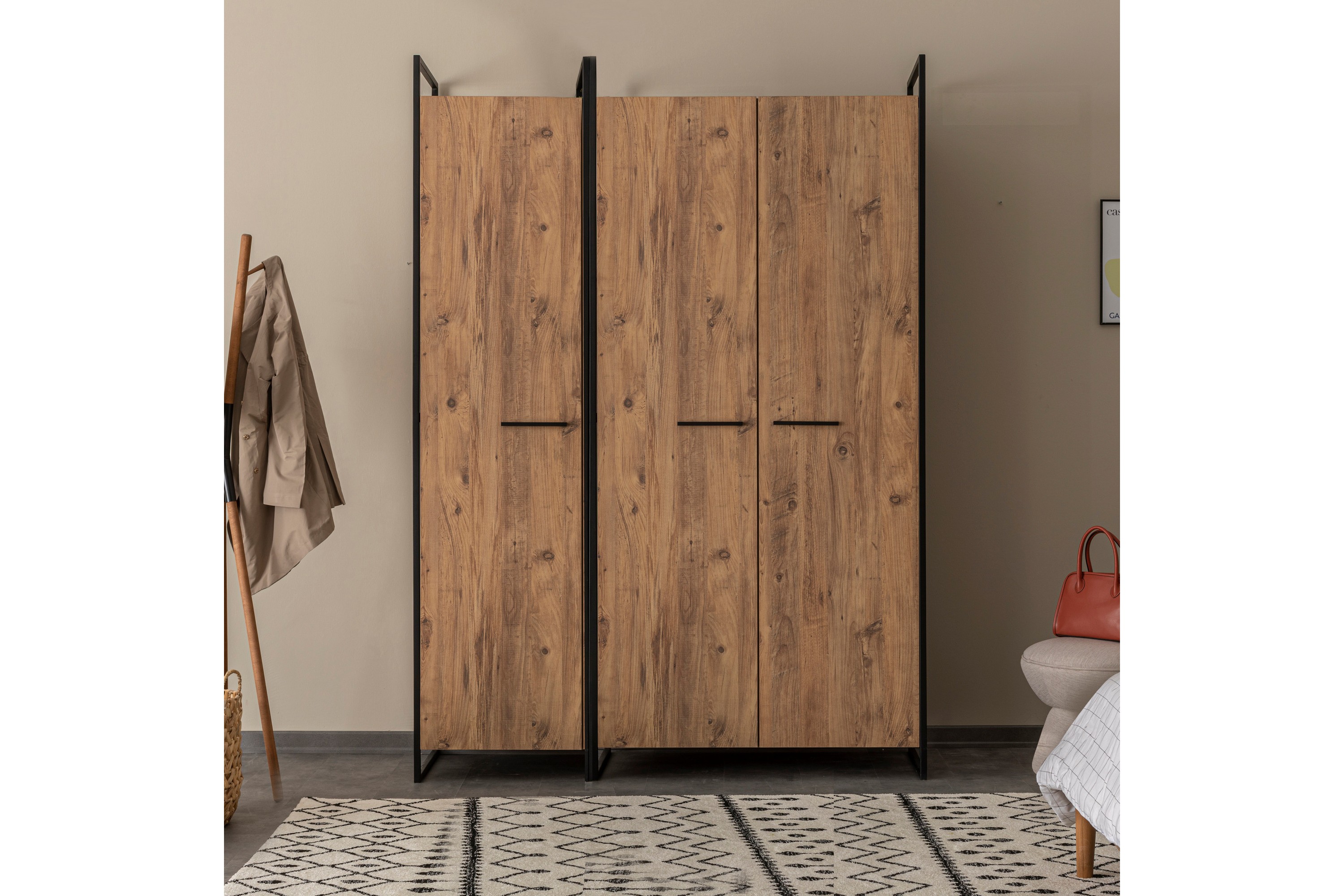 Garderob Anera 52x104 cm 3 Dörrar Natur