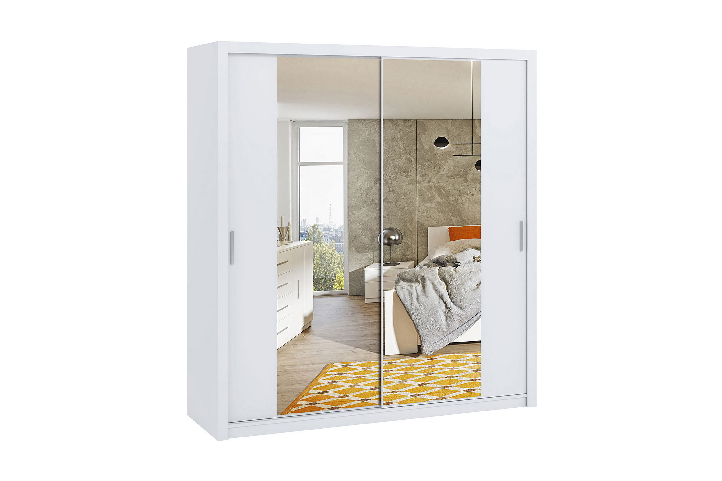 Garderob Barriga 200 cm med Spegel Vit
