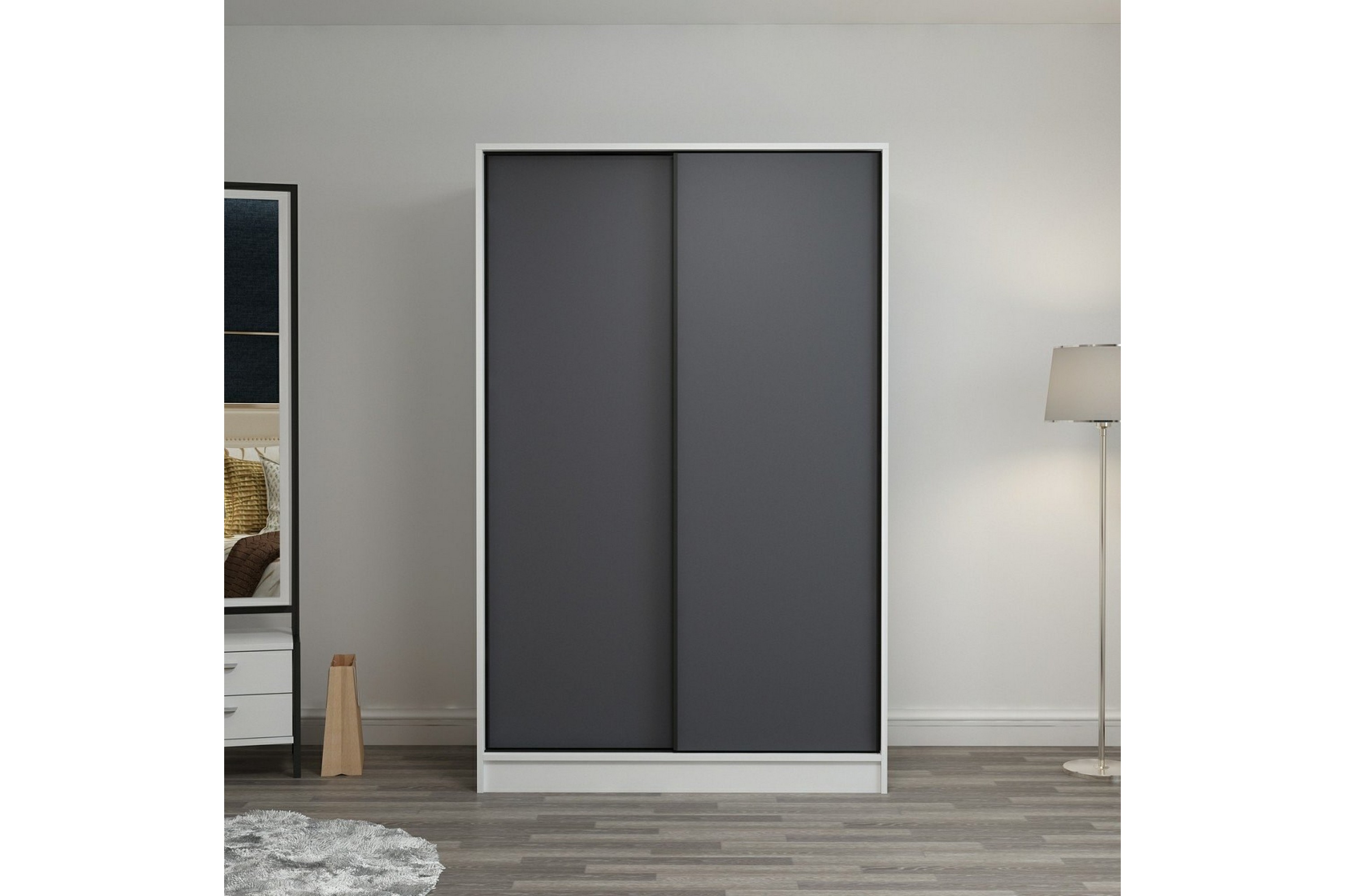 garderob cambrian 120 cm - grå/vit