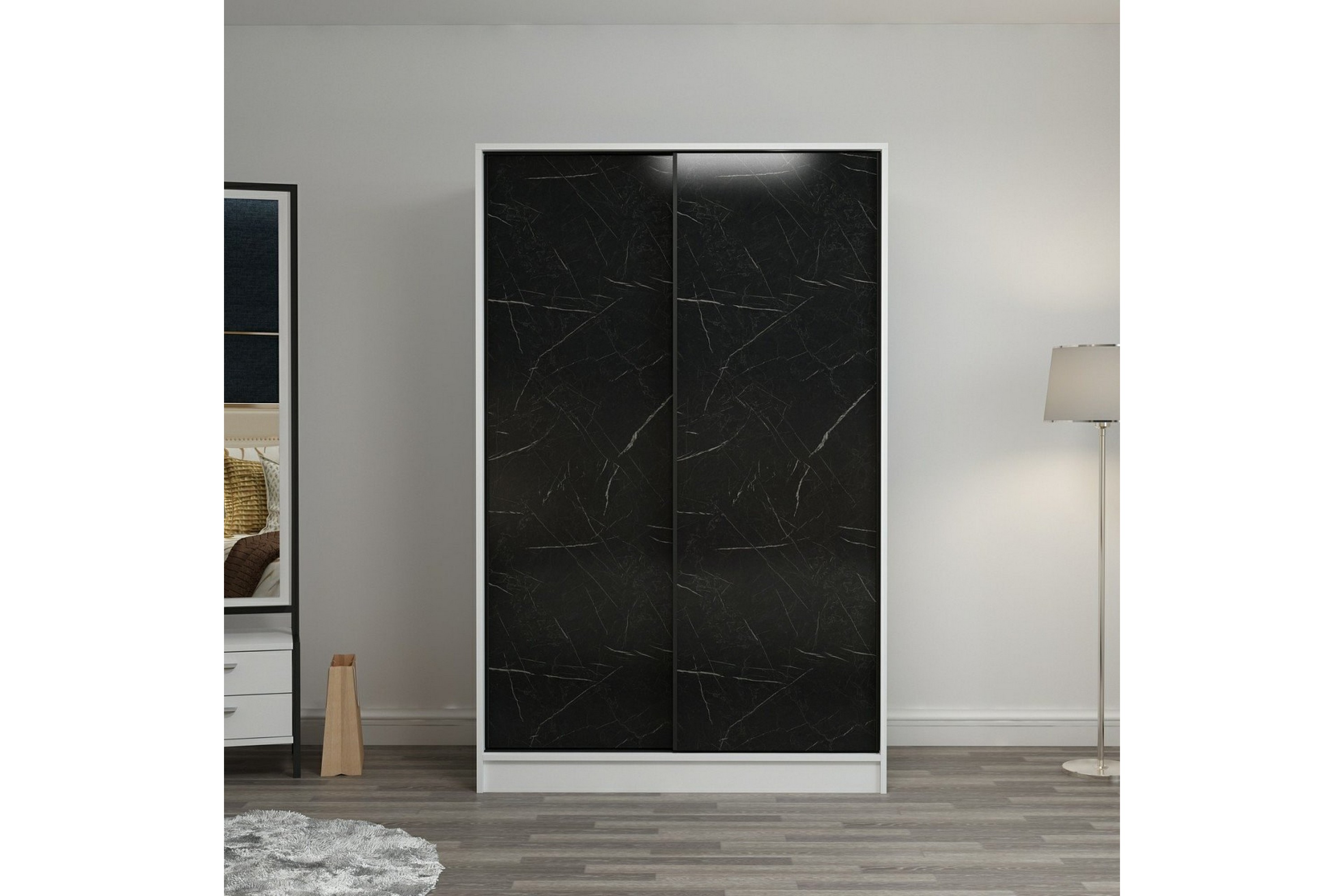 garderob cambrian 120 cm - svart/vit