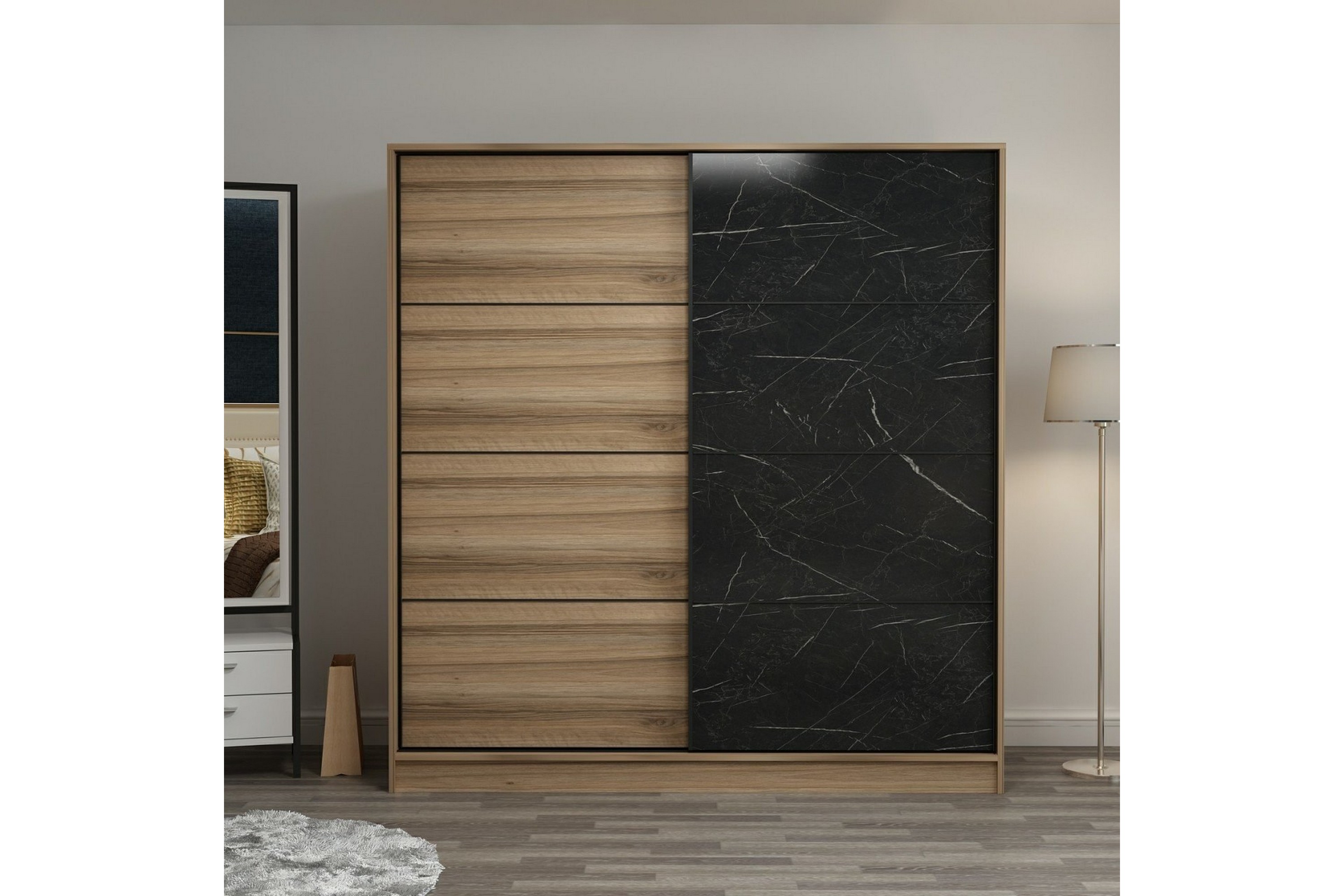 garderob cambrian 180 cm - brun/svart