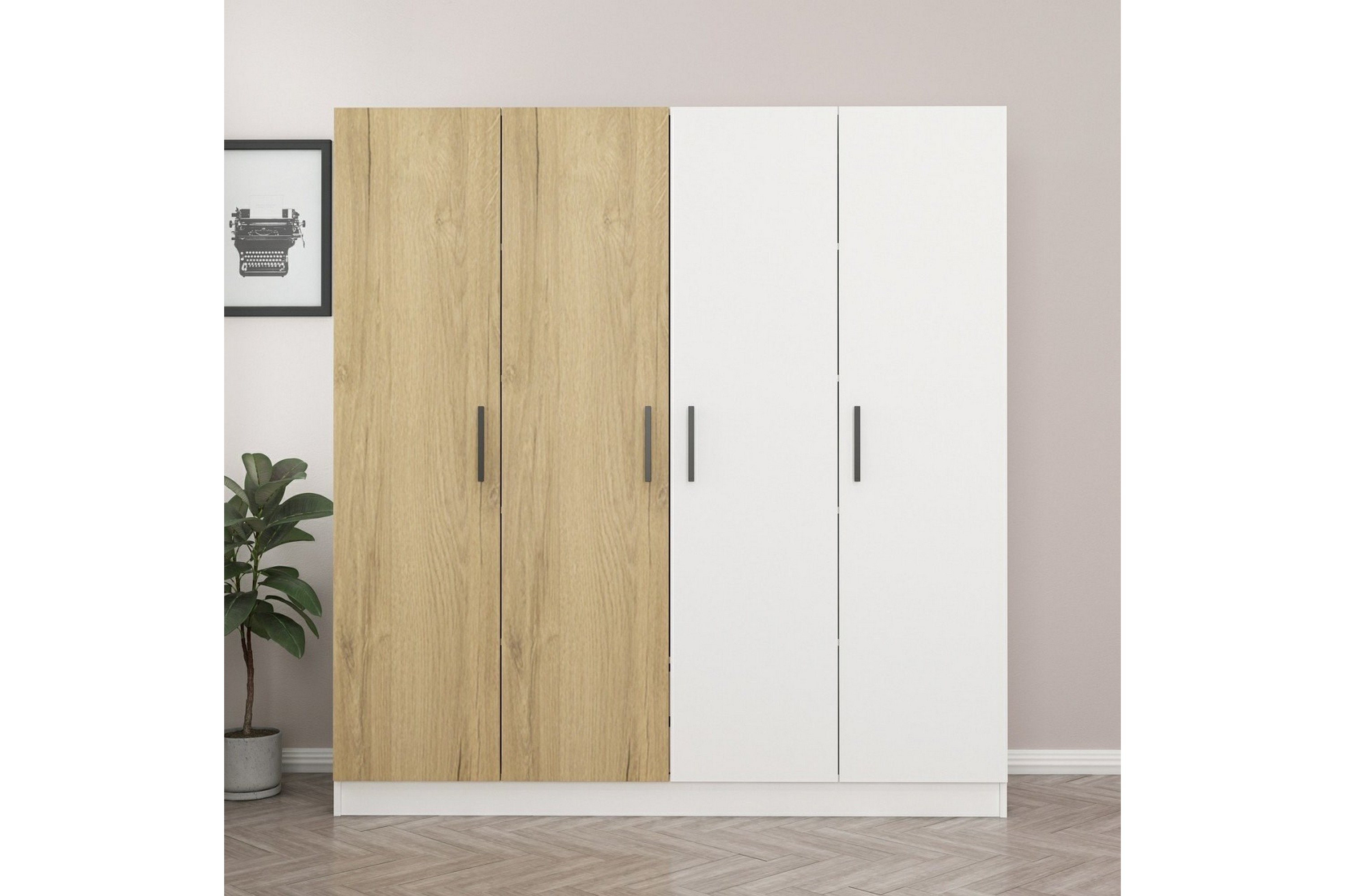 Garderob Cambrian 180 cm Valnöt/Vit