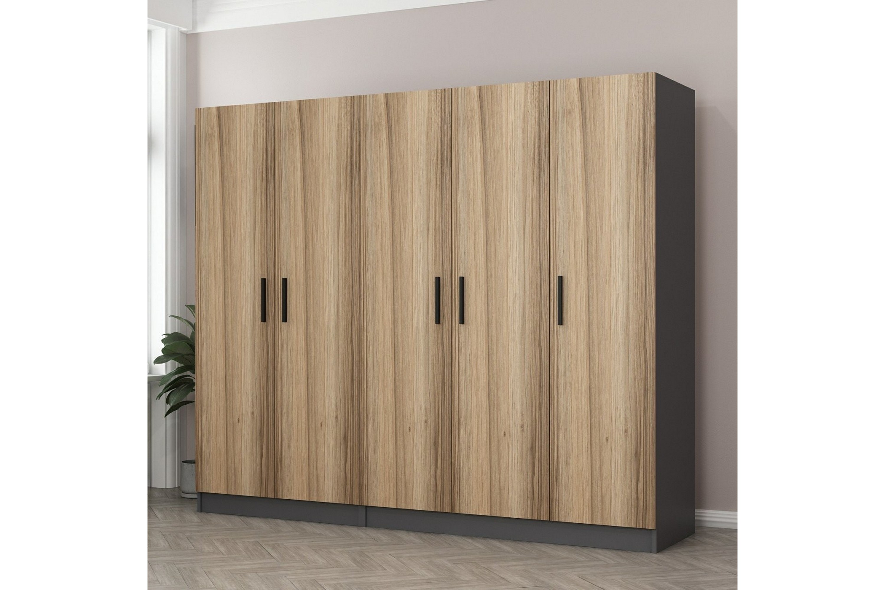 Garderob Cambrian 225 cm Brun/Grå