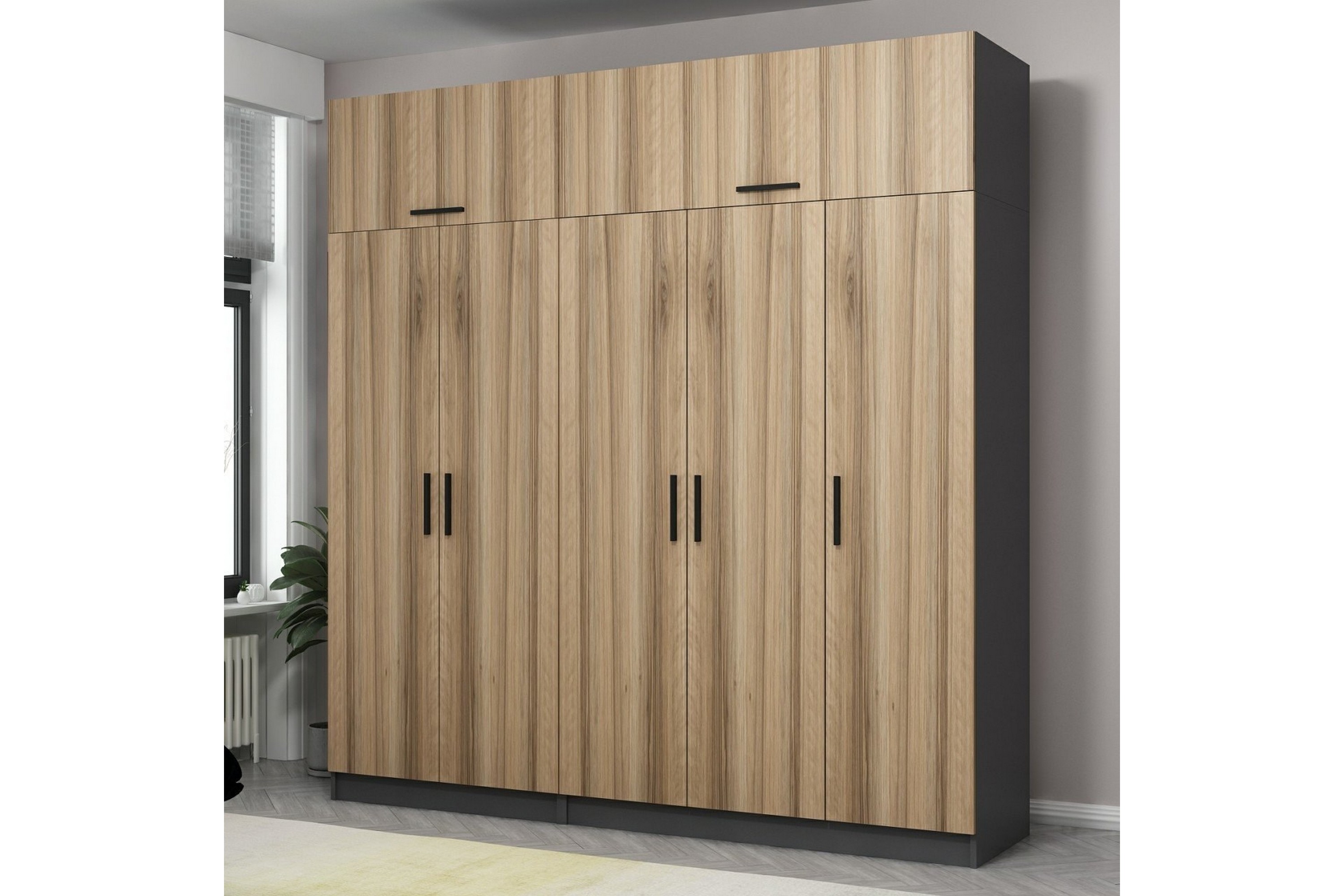 garderob cambrian 225 cm - brun/grå