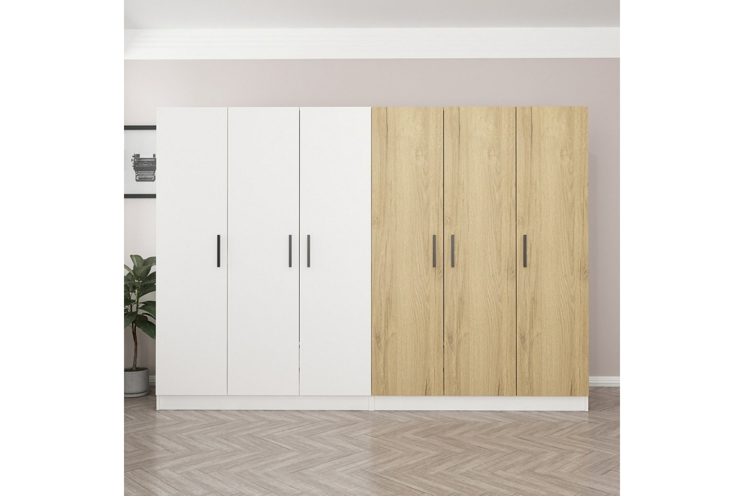 Garderob Cambrian 270 cm Vit/Valnöt
