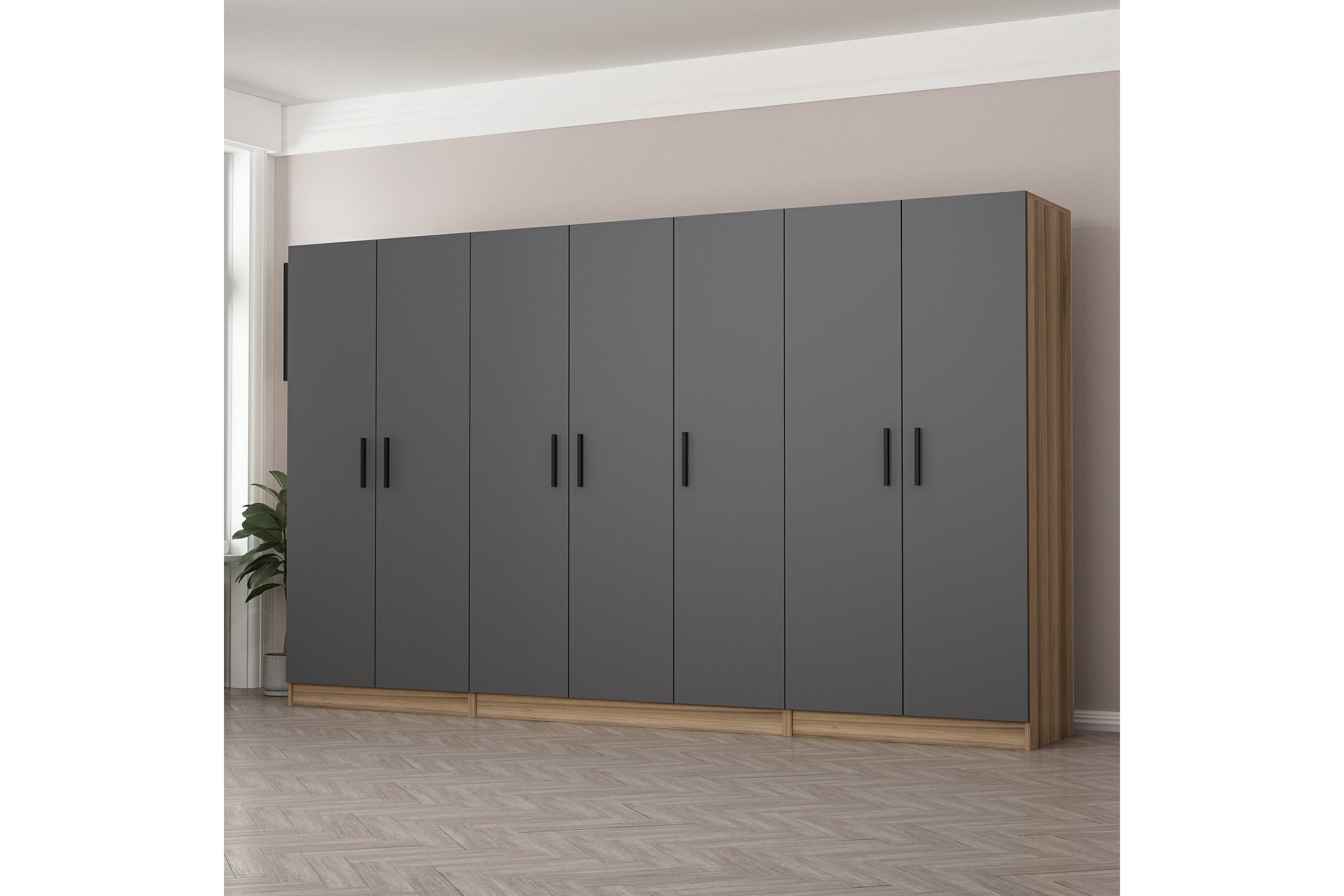 Garderob Cambrian 315 cm GråBrun