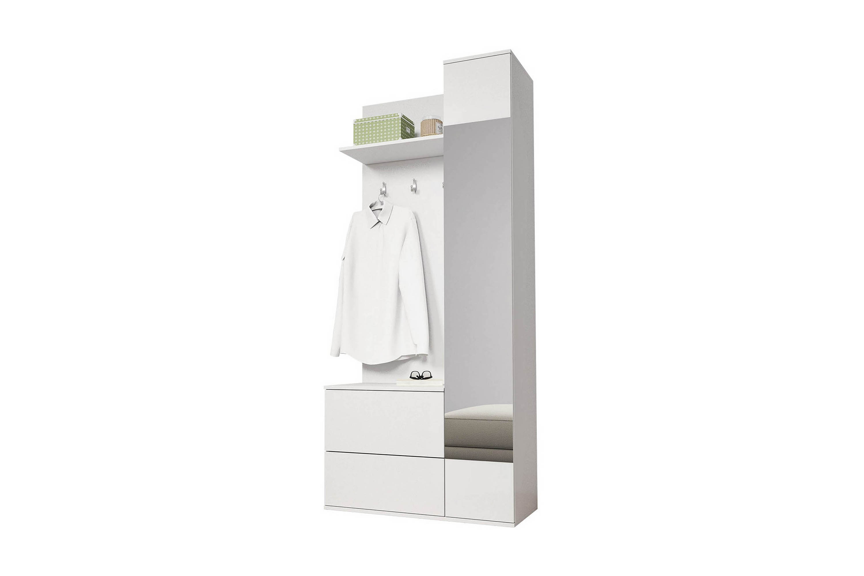 Garderob Green 90x34x195 cm Vit