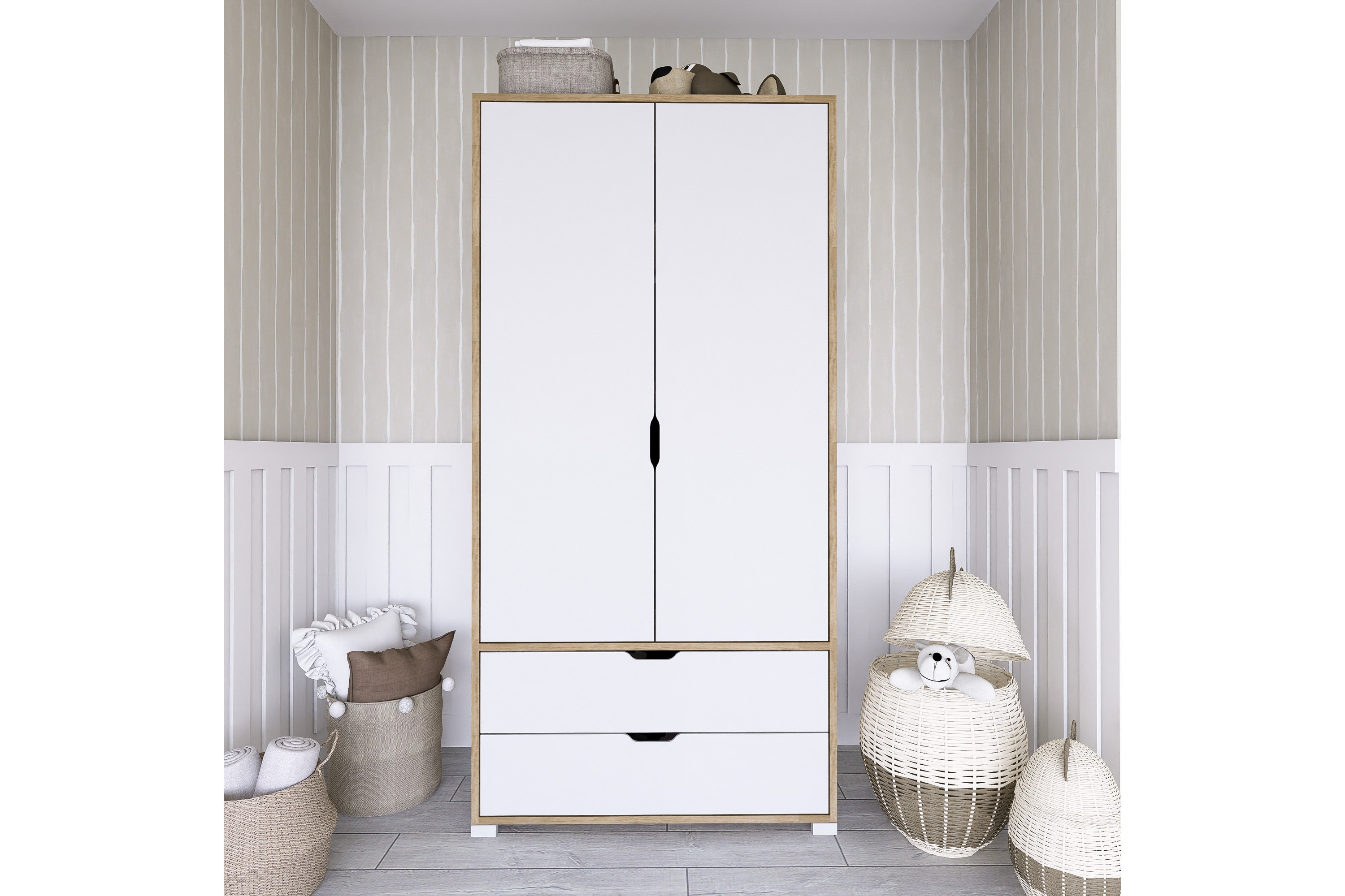 Garderob Hurst 90x183 cm Ljusbrun/Vit