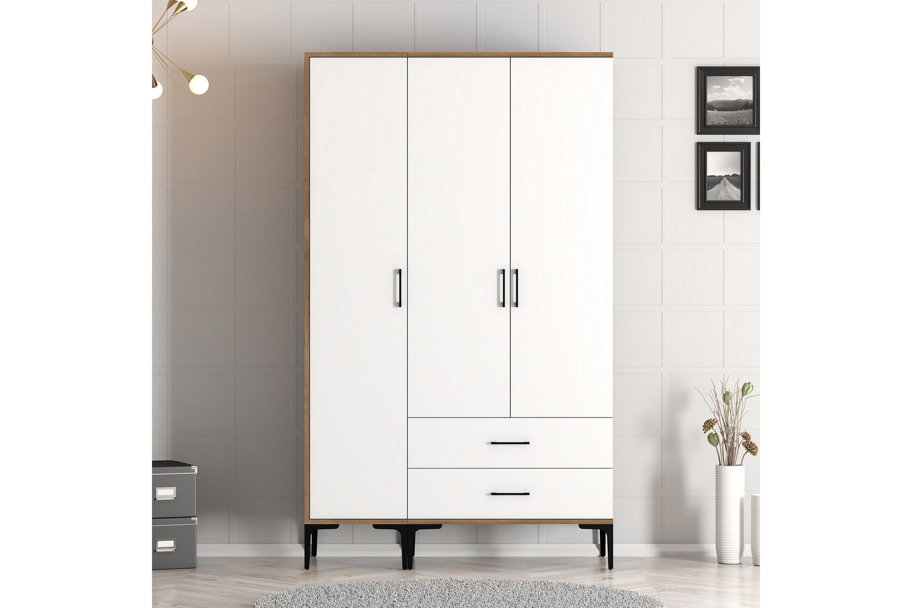 Garderob Kumsal 120 cm Brun/Vit