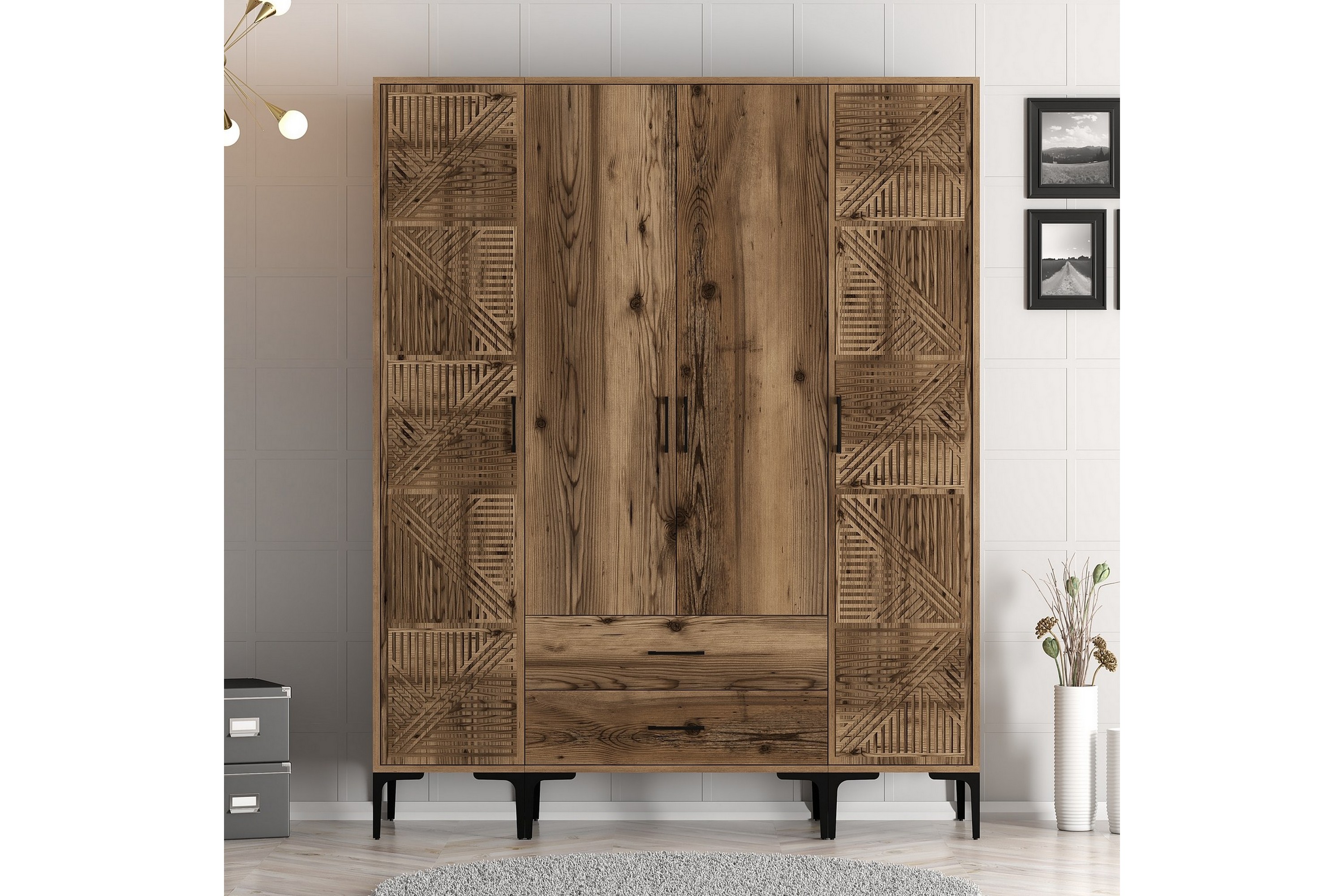 garderob kumsal 160 cm - valnöt