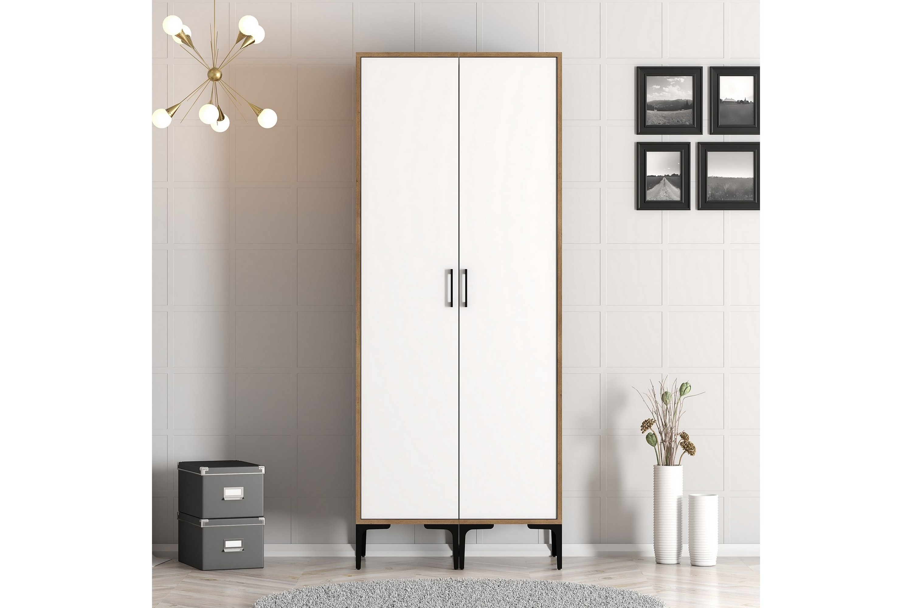 Garderob Kumsal 80 cm Brun/Vit