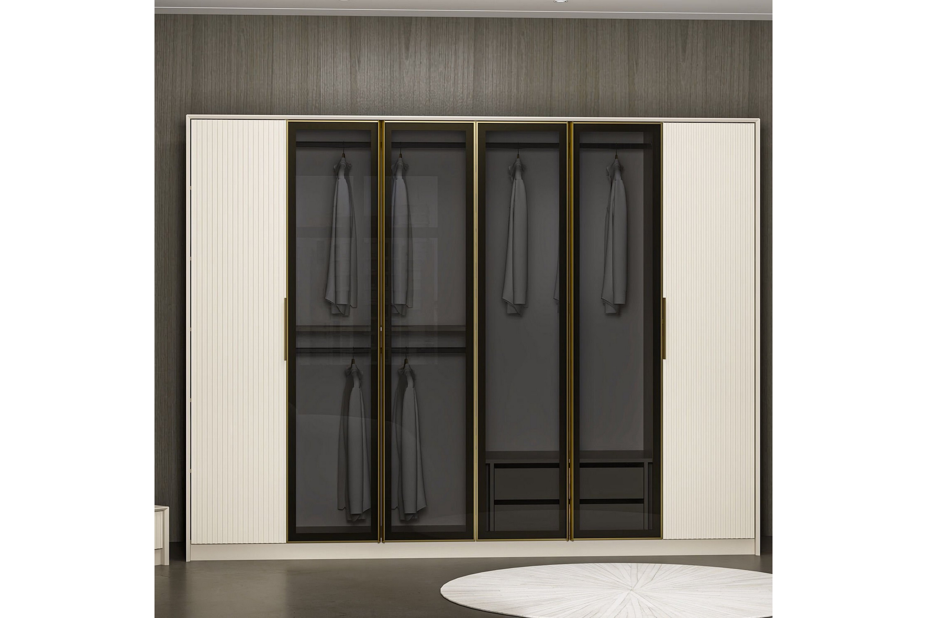 Garderob Luxe 270 cm Guld/Vit