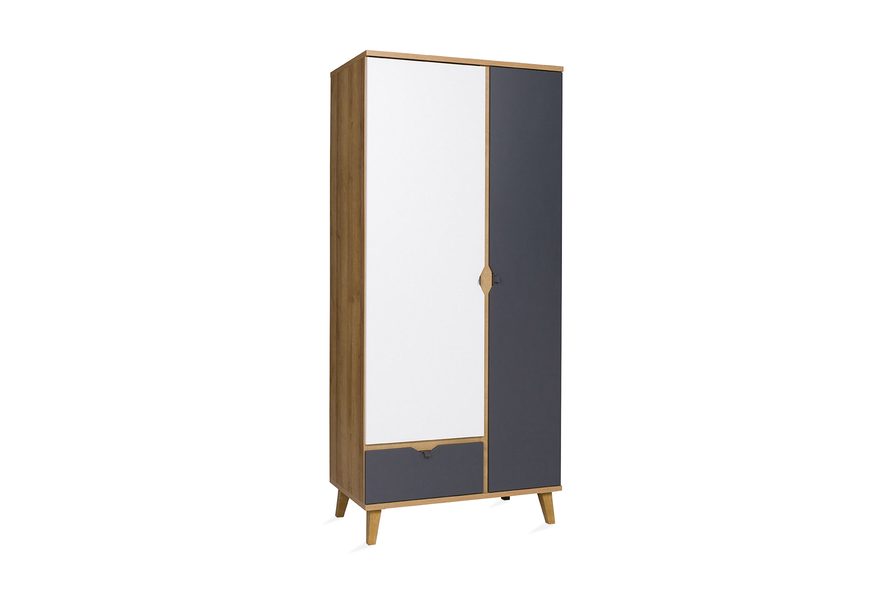 Garderob Lyseme 90 cm Vit/GråTrä