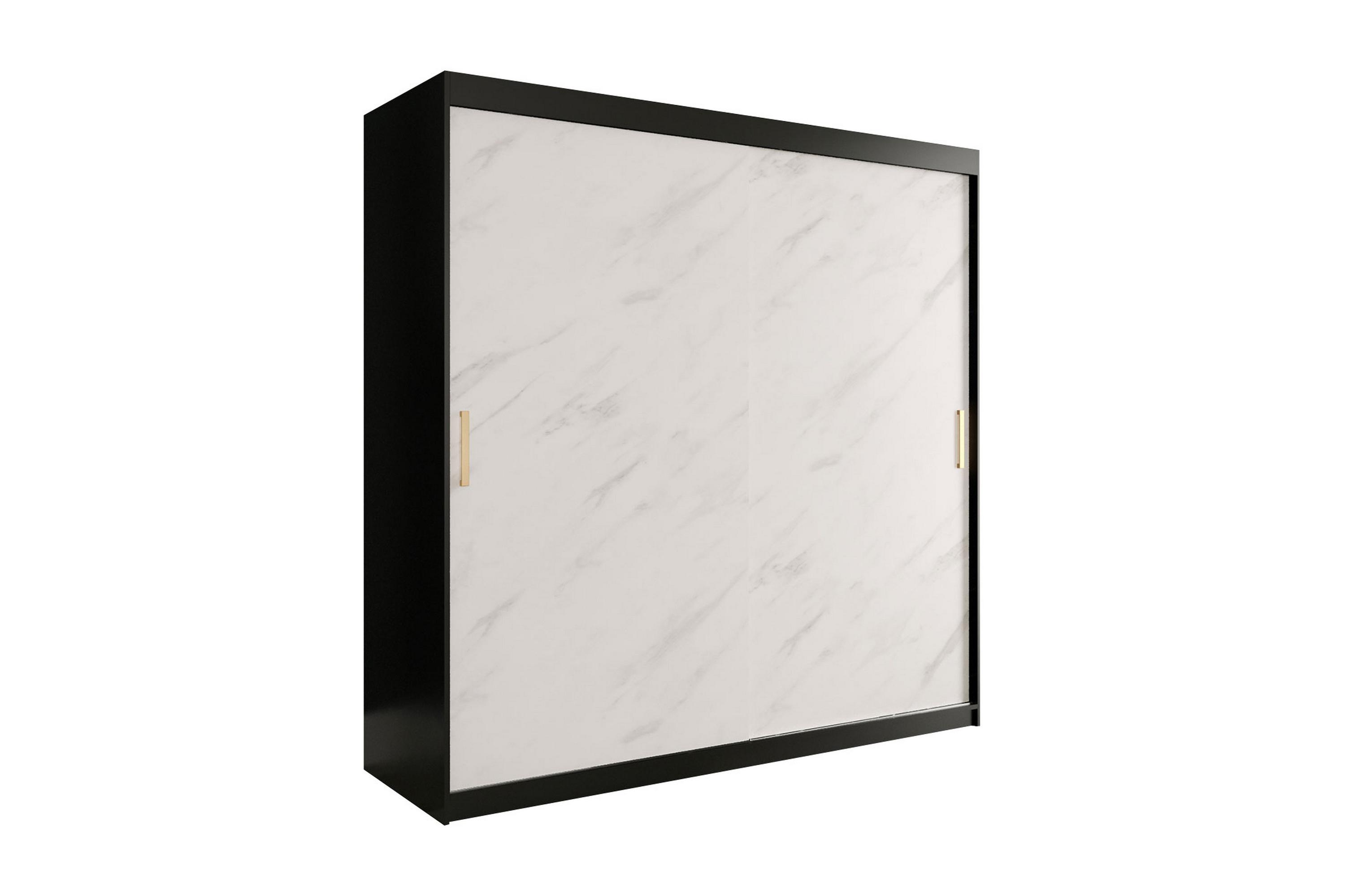 Garderob Marmesa 200 cm Marmormönster Svart/Vit/Guld
