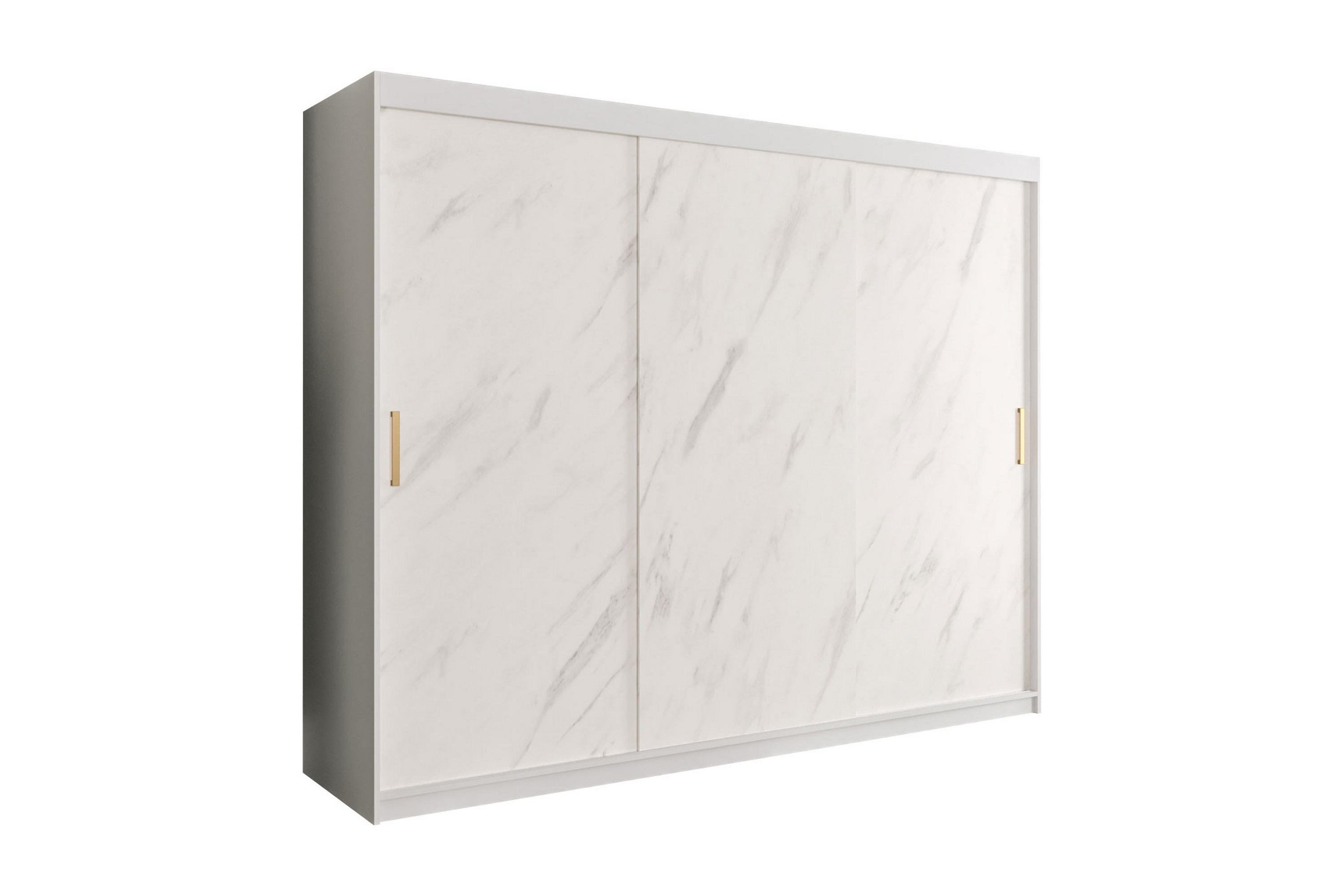 Garderob Marmesa 250 cm Marmormönster Vit/Guld