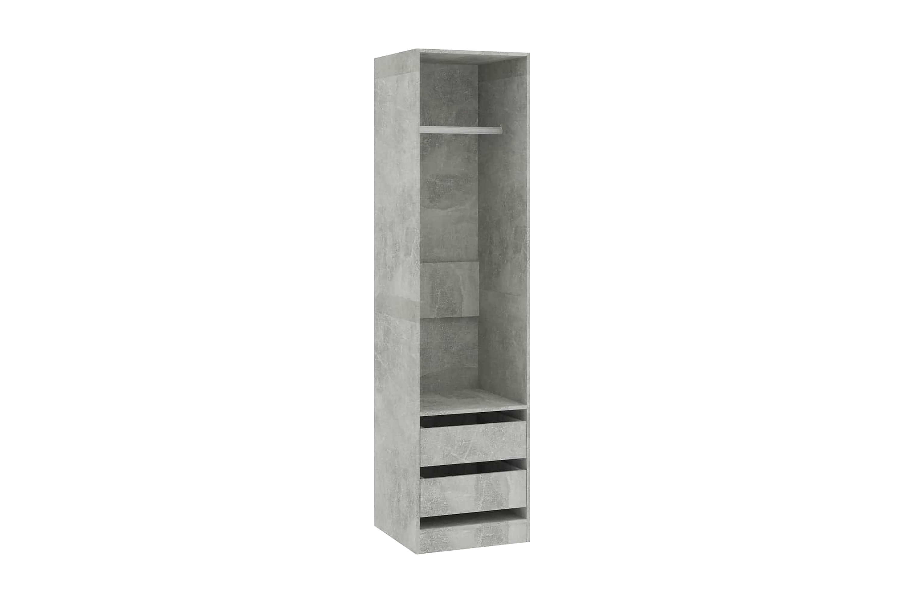 Garderob med lådor betonggrå 50x50x200 cm spånskiva - Grå