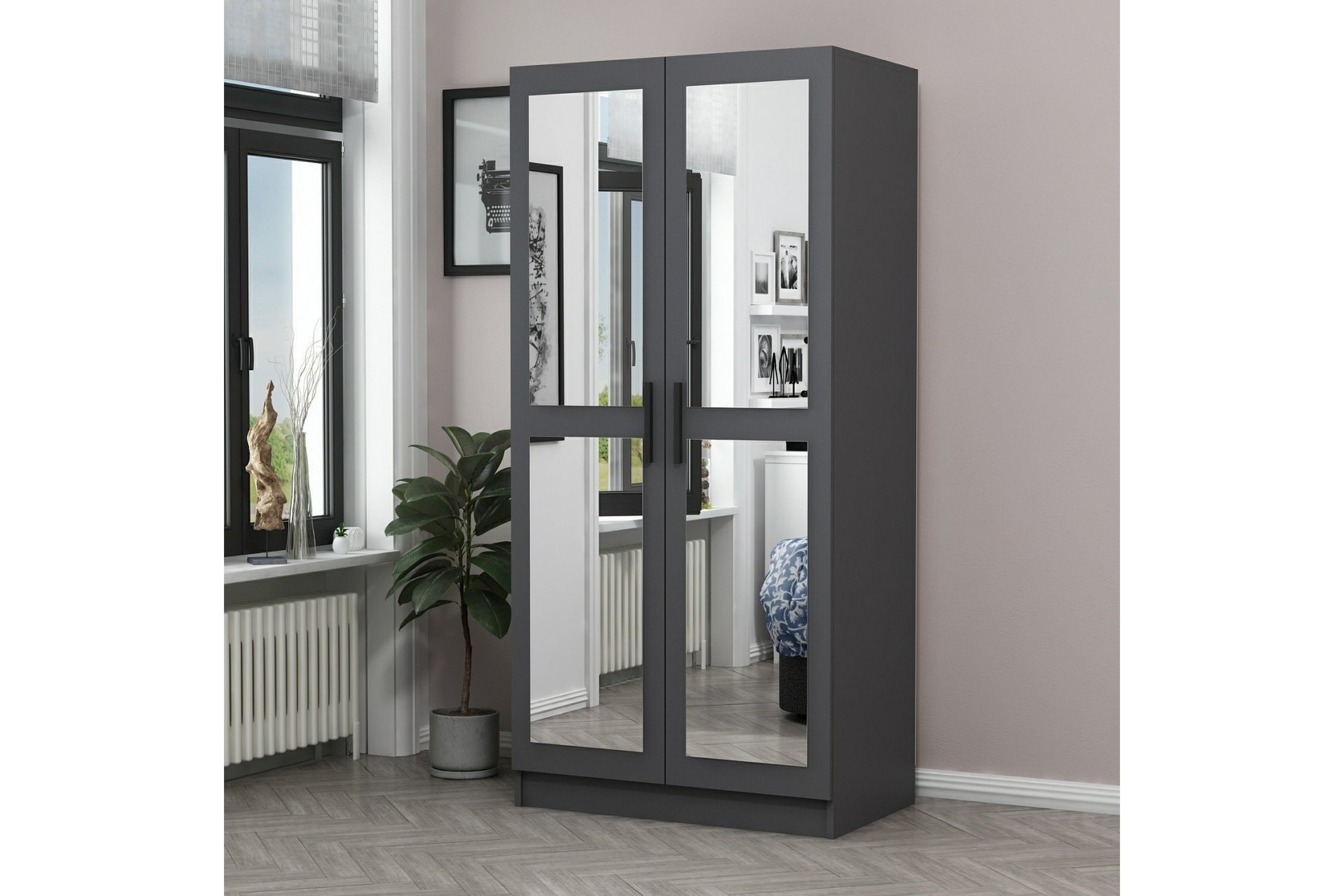 garderob med spegel cambrian - antracit