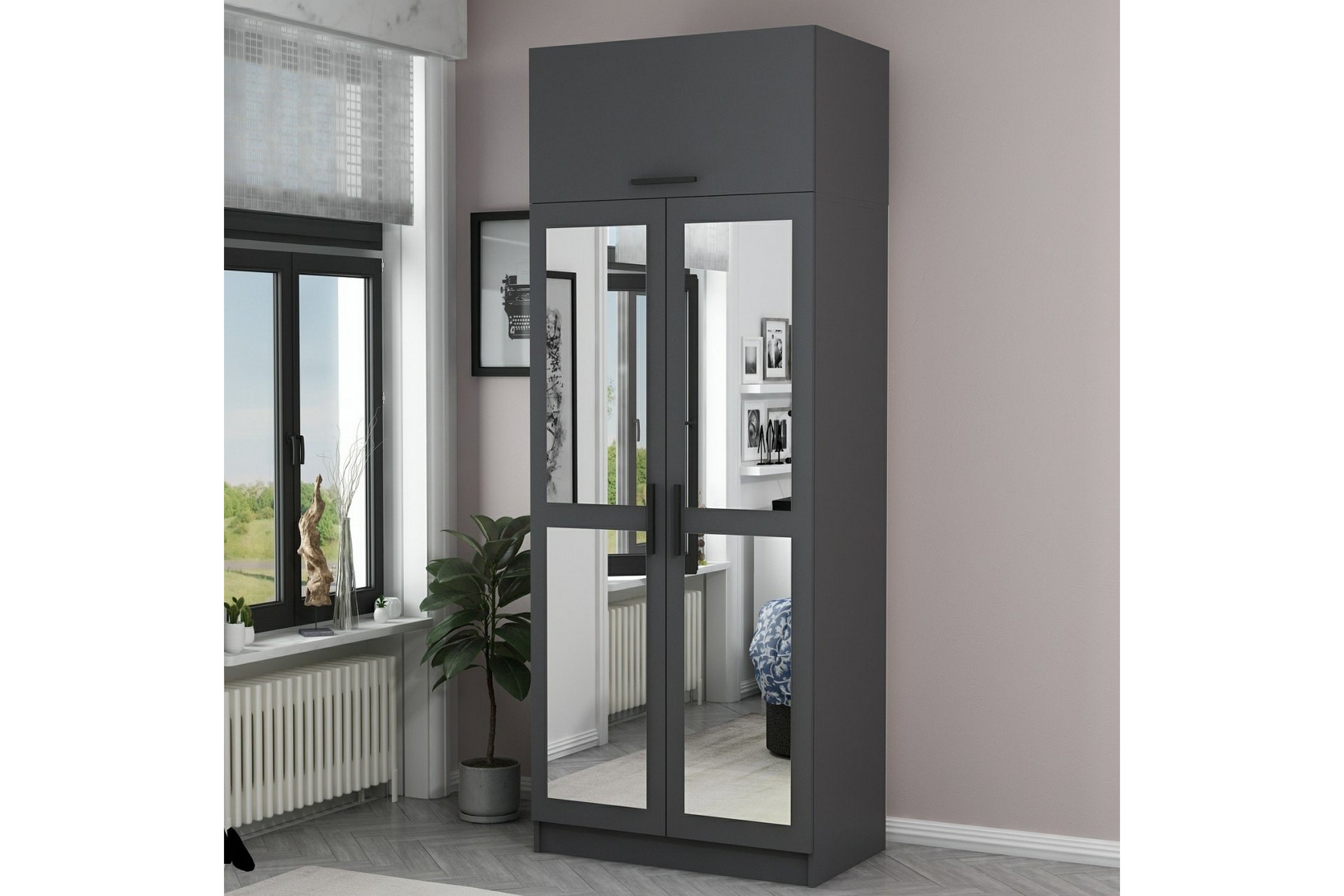 garderob med spegel cambrian - antracit