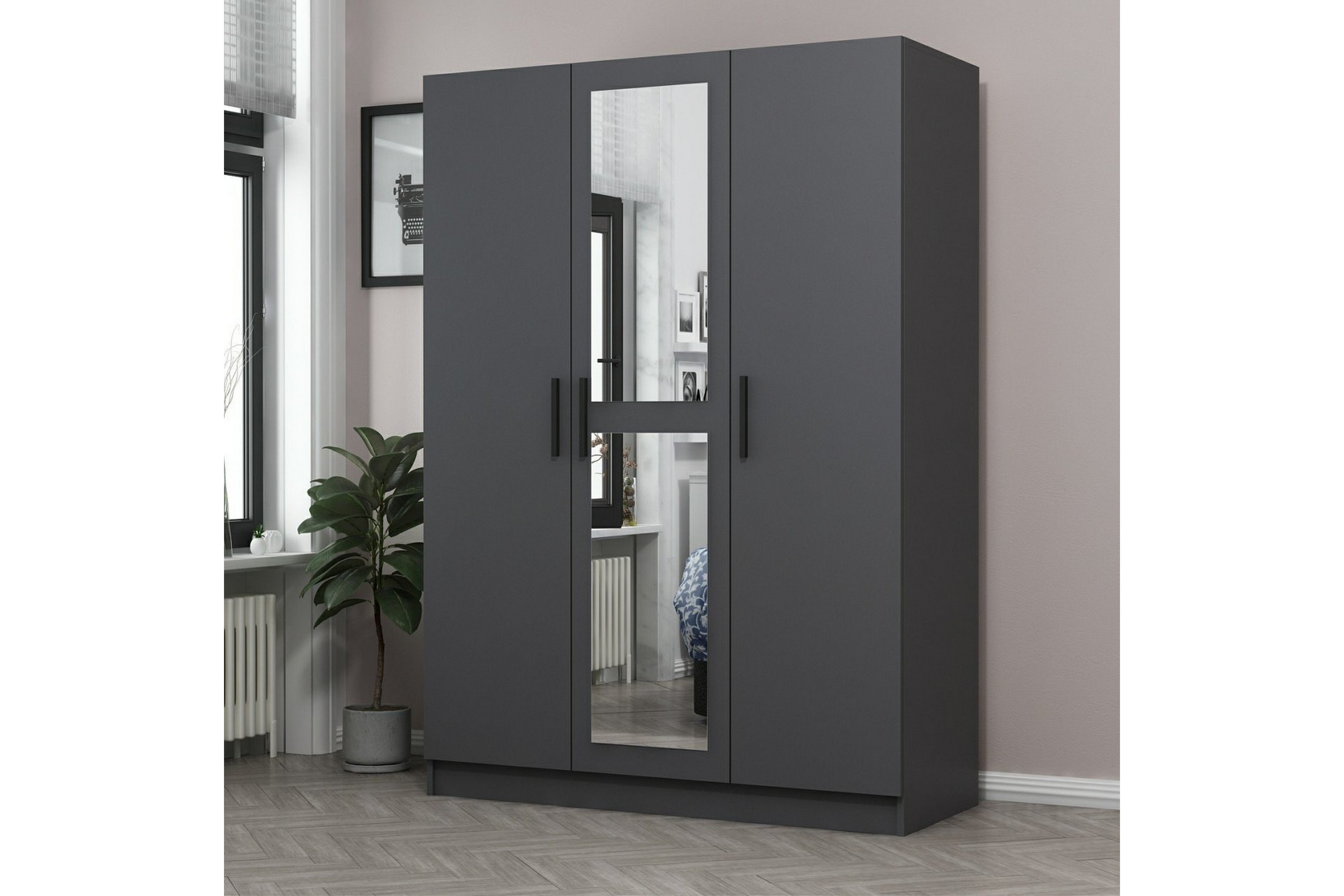 garderob med spegel cambrian - antracit