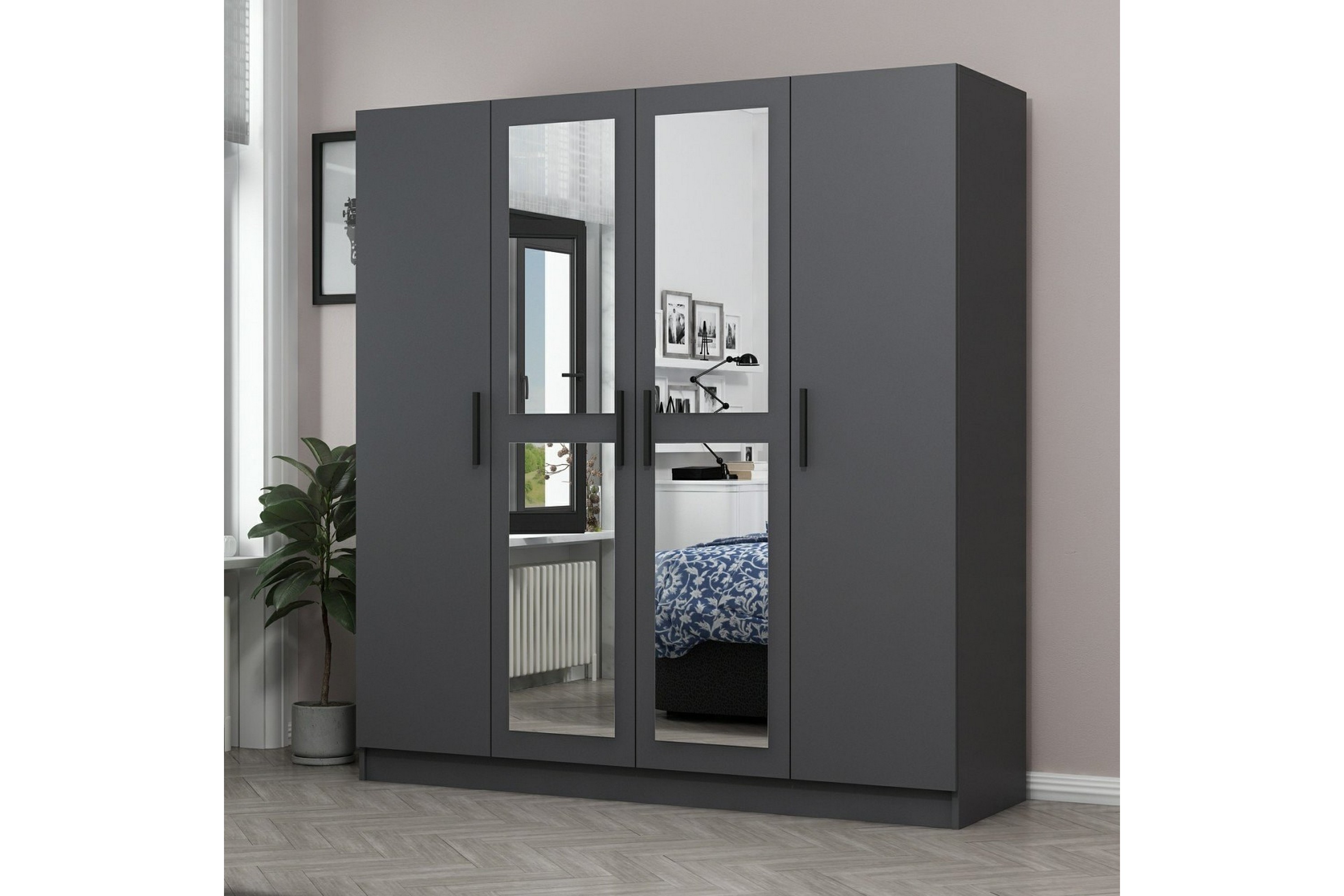 garderob med spegel cambrian - antracit