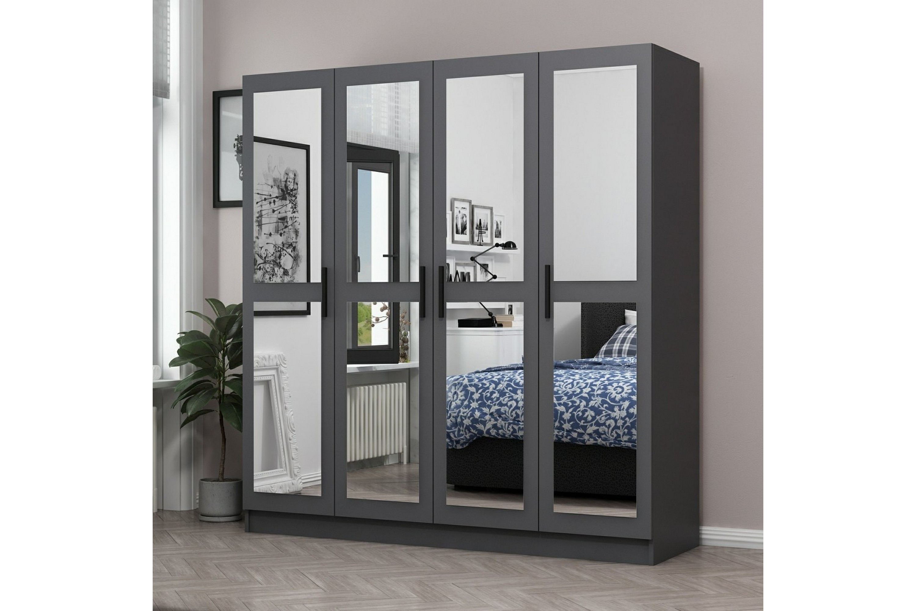 garderob med spegel cambrian - antracit