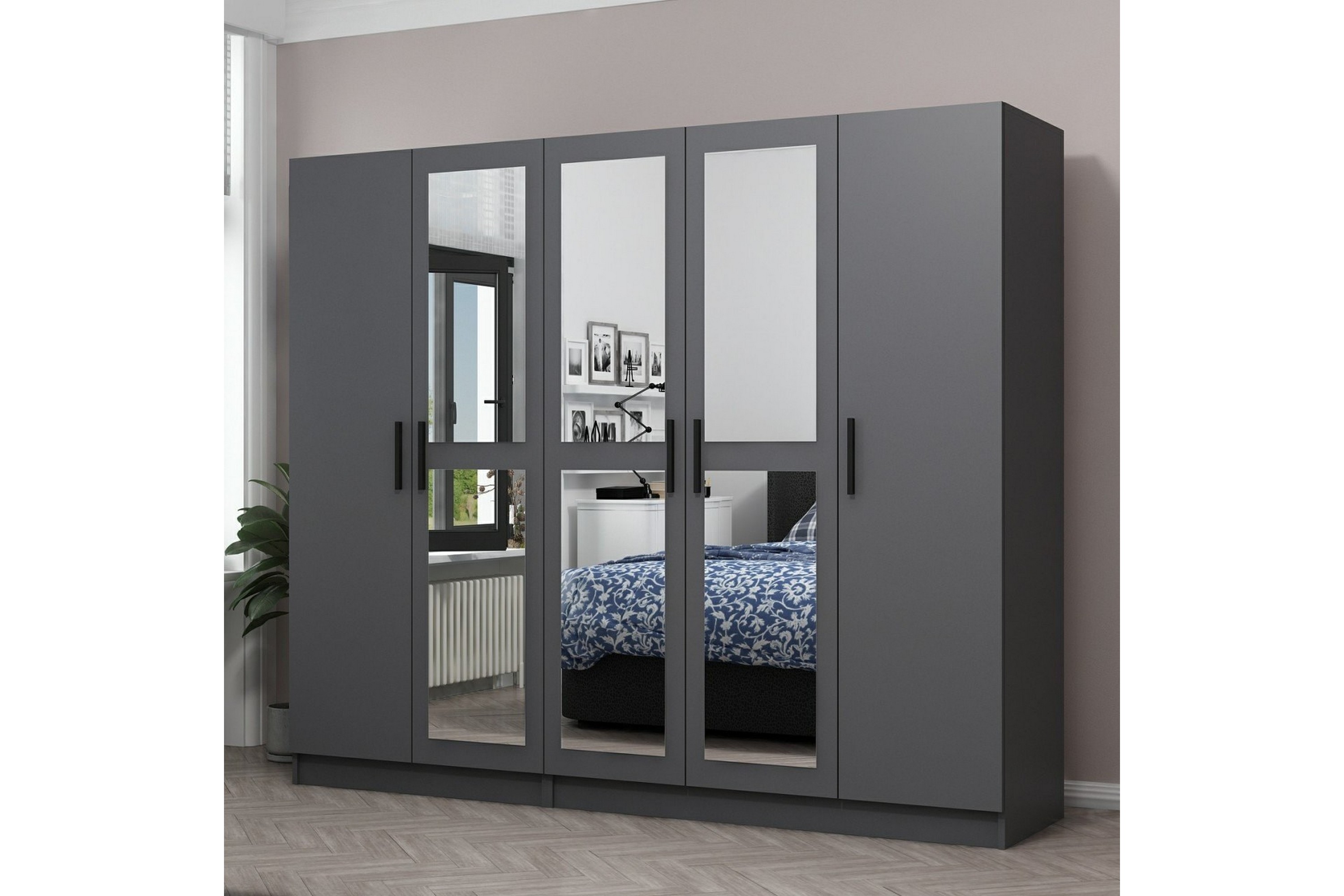 garderob med spegel cambrian - antracit