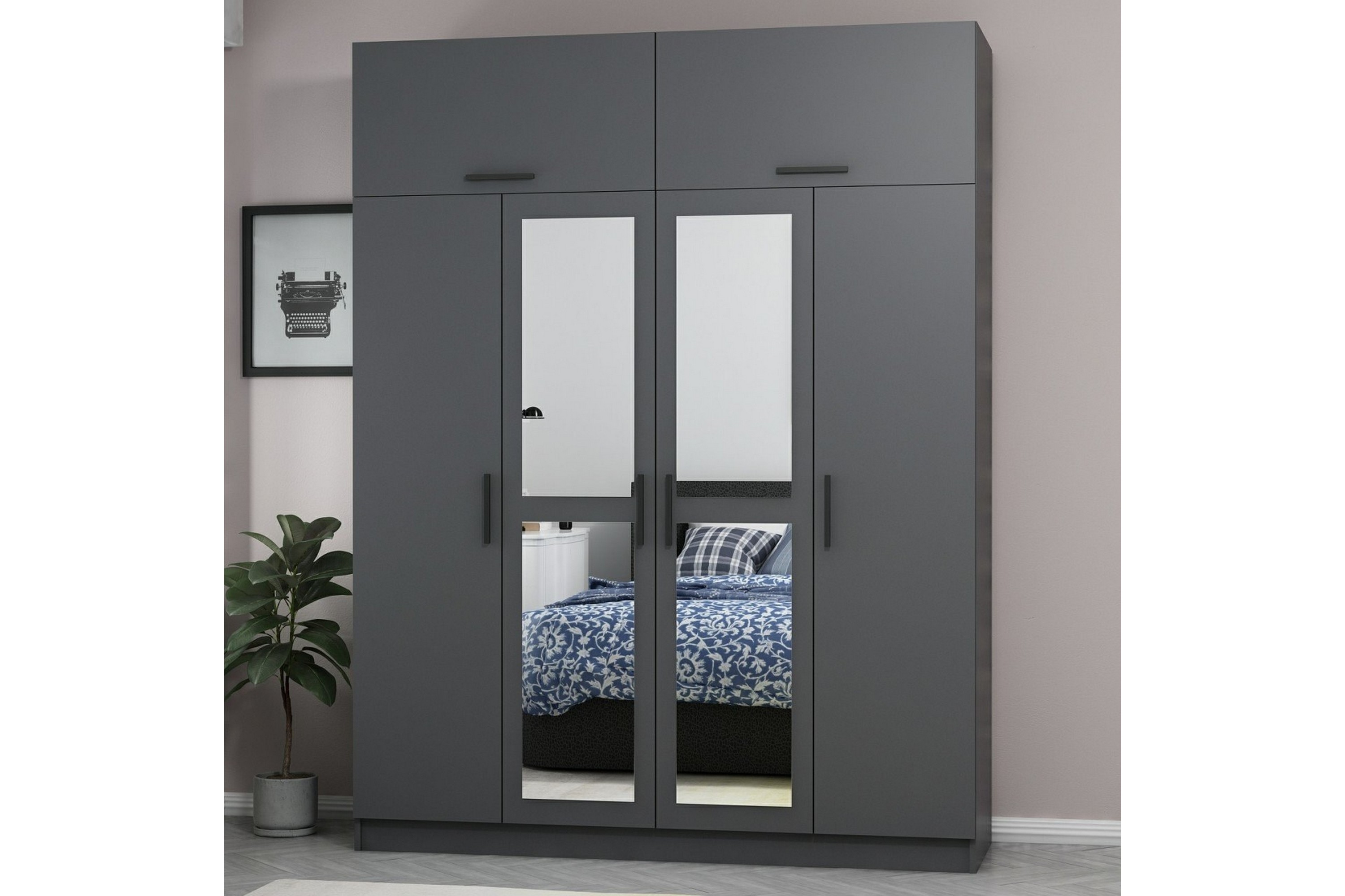 garderob med spegel cambrian - antracit