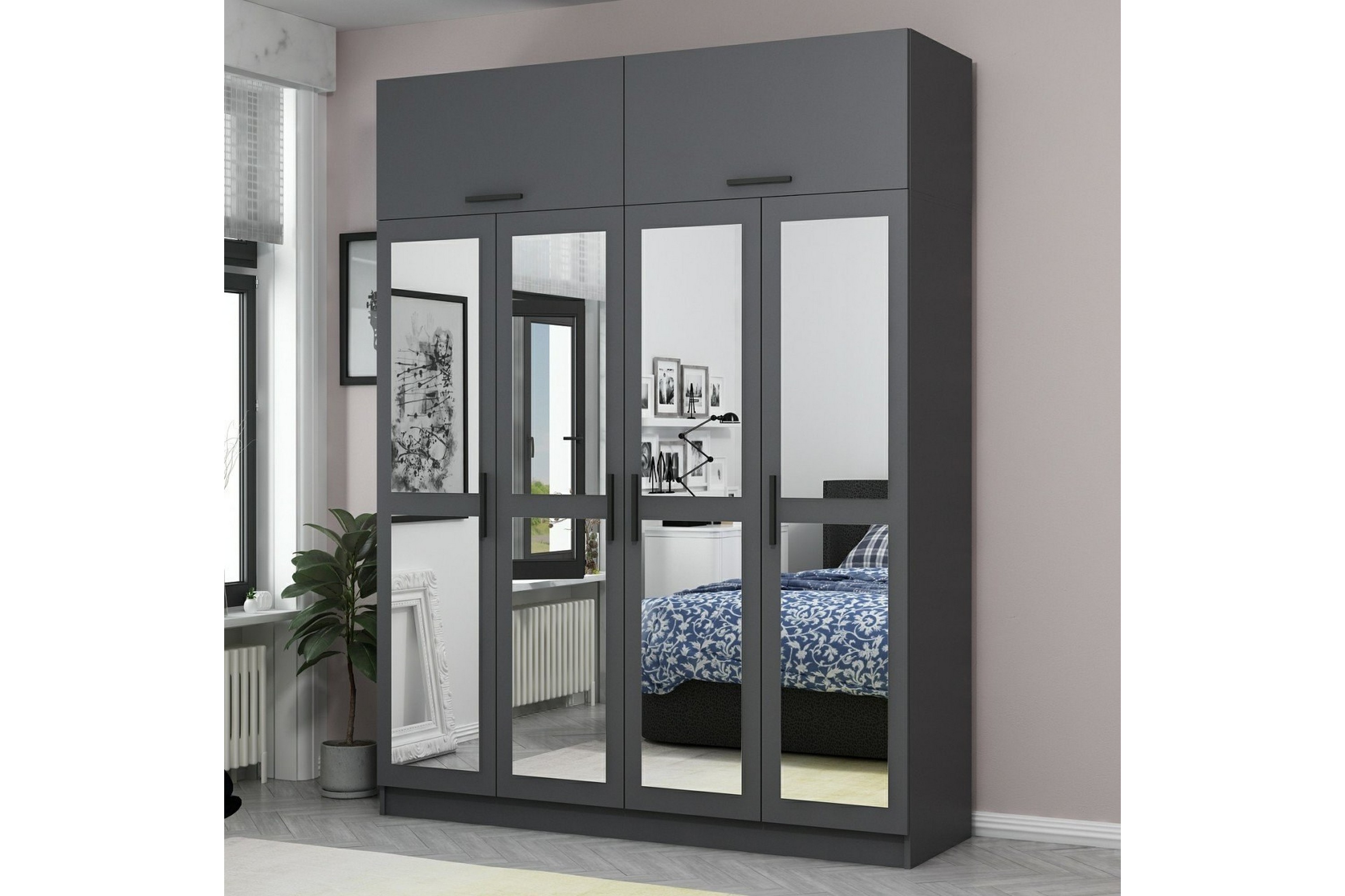 garderob med spegel cambrian - antracit