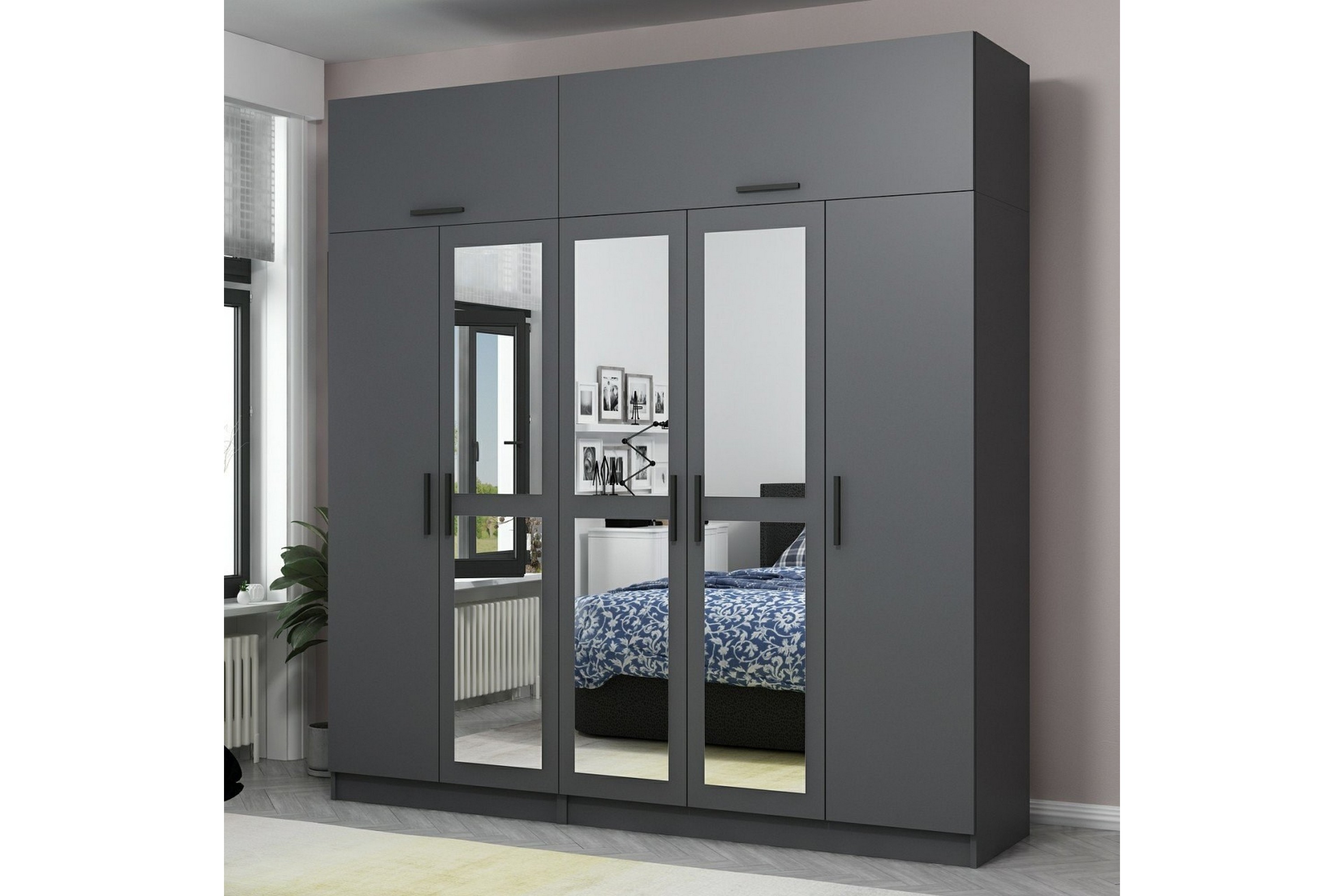 garderob med spegel cambrian - antracit