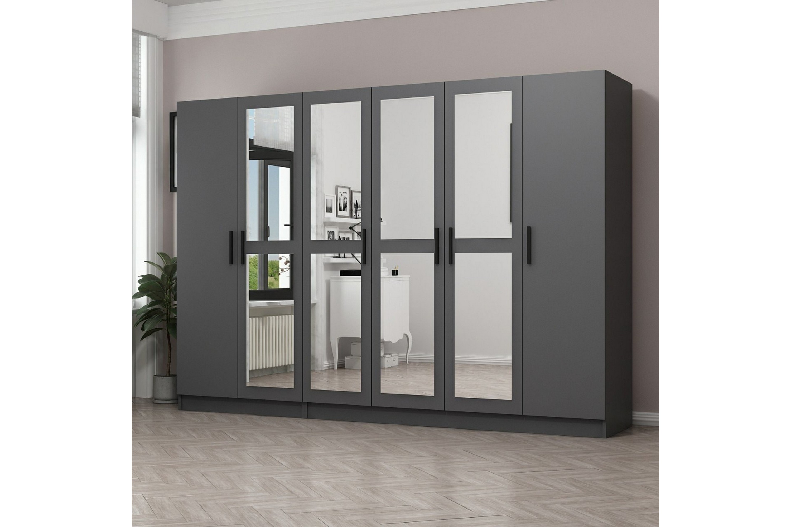 garderob med spegel cambrian - antracit