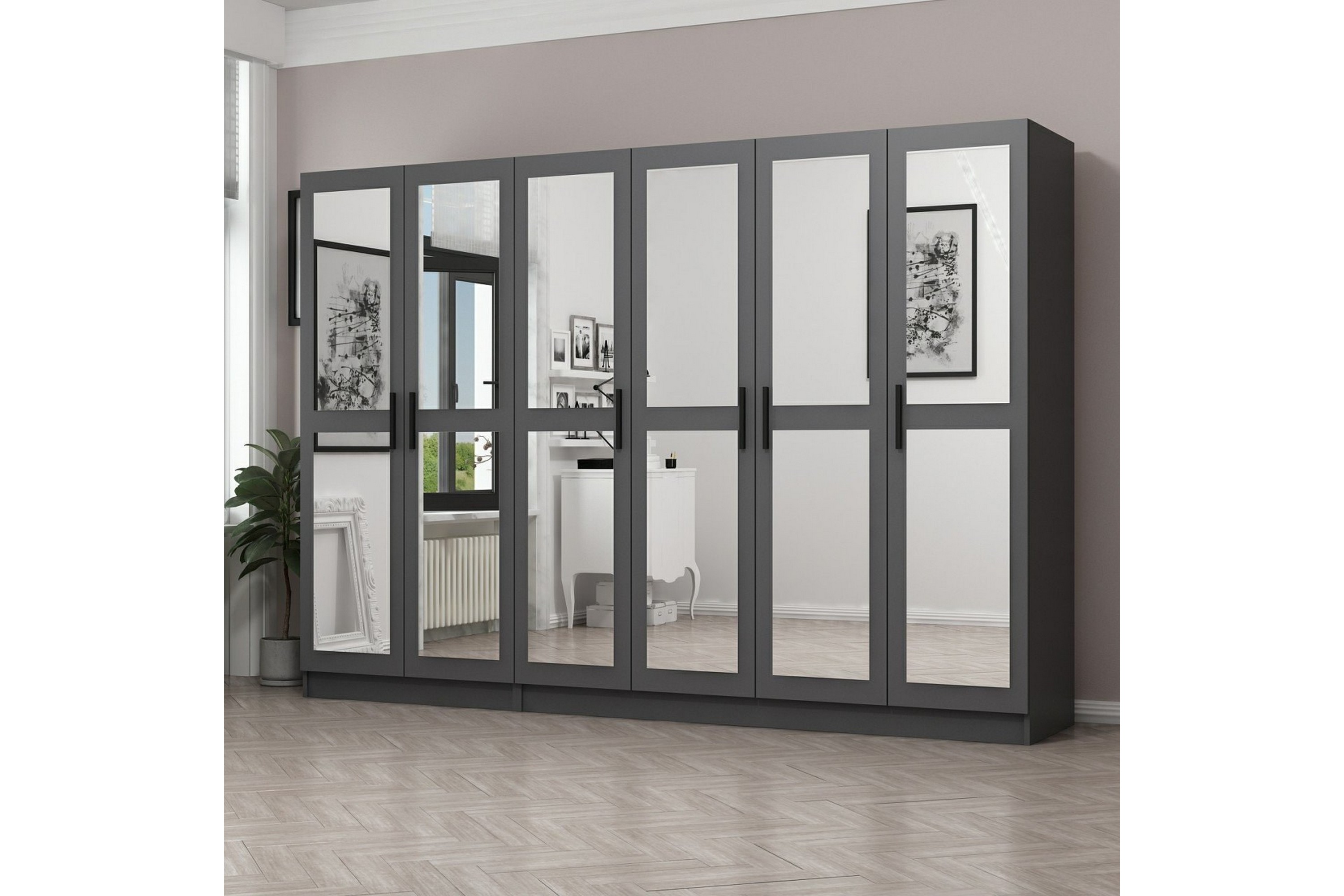 garderob med spegel cambrian - antracit