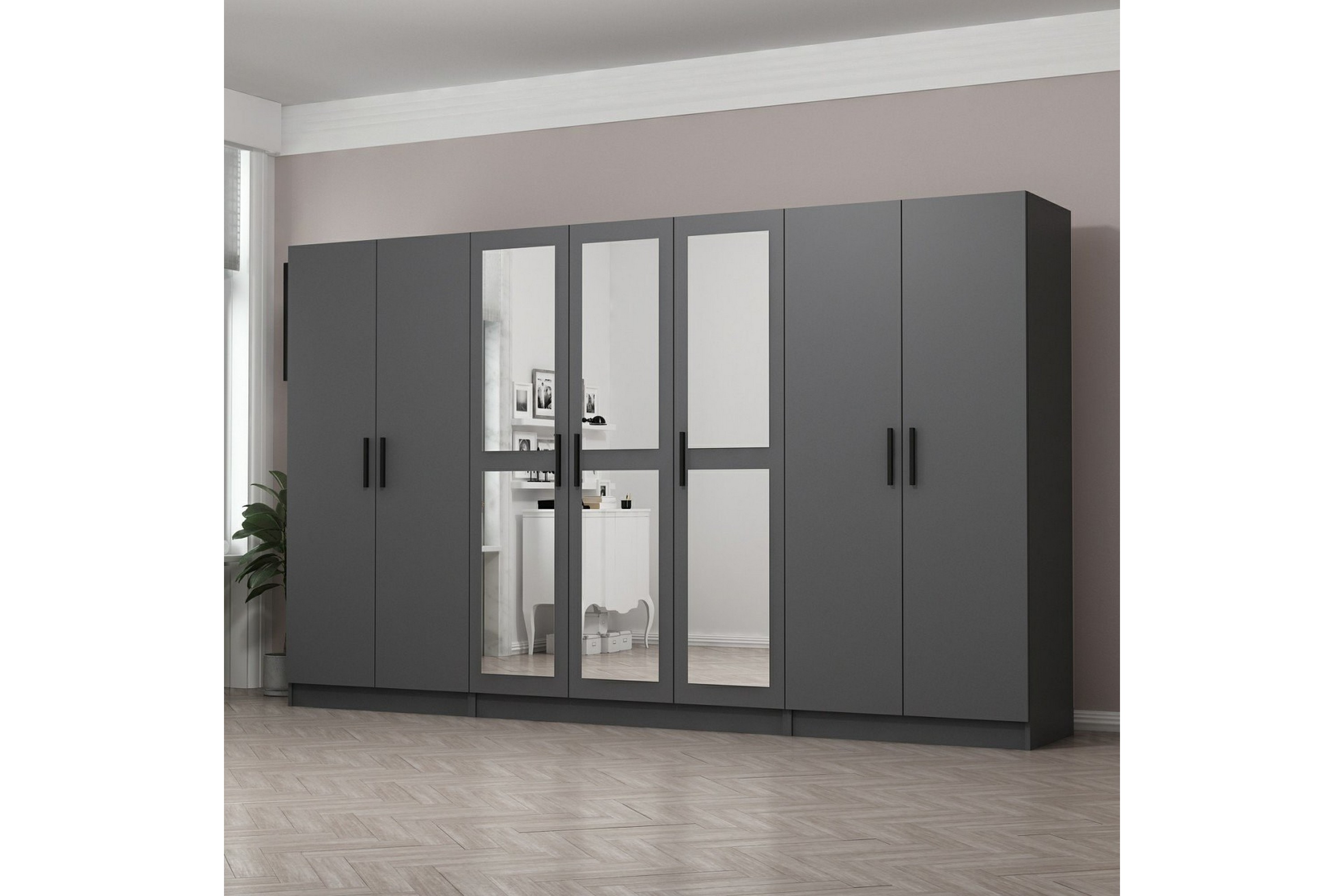 garderob med spegel cambrian - antracit